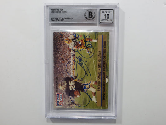 RAGHIB ROCKET ISMAIL SIGNED BGS BAS Slab 1991 Pro Set #36 Notre Dame AUTO 10