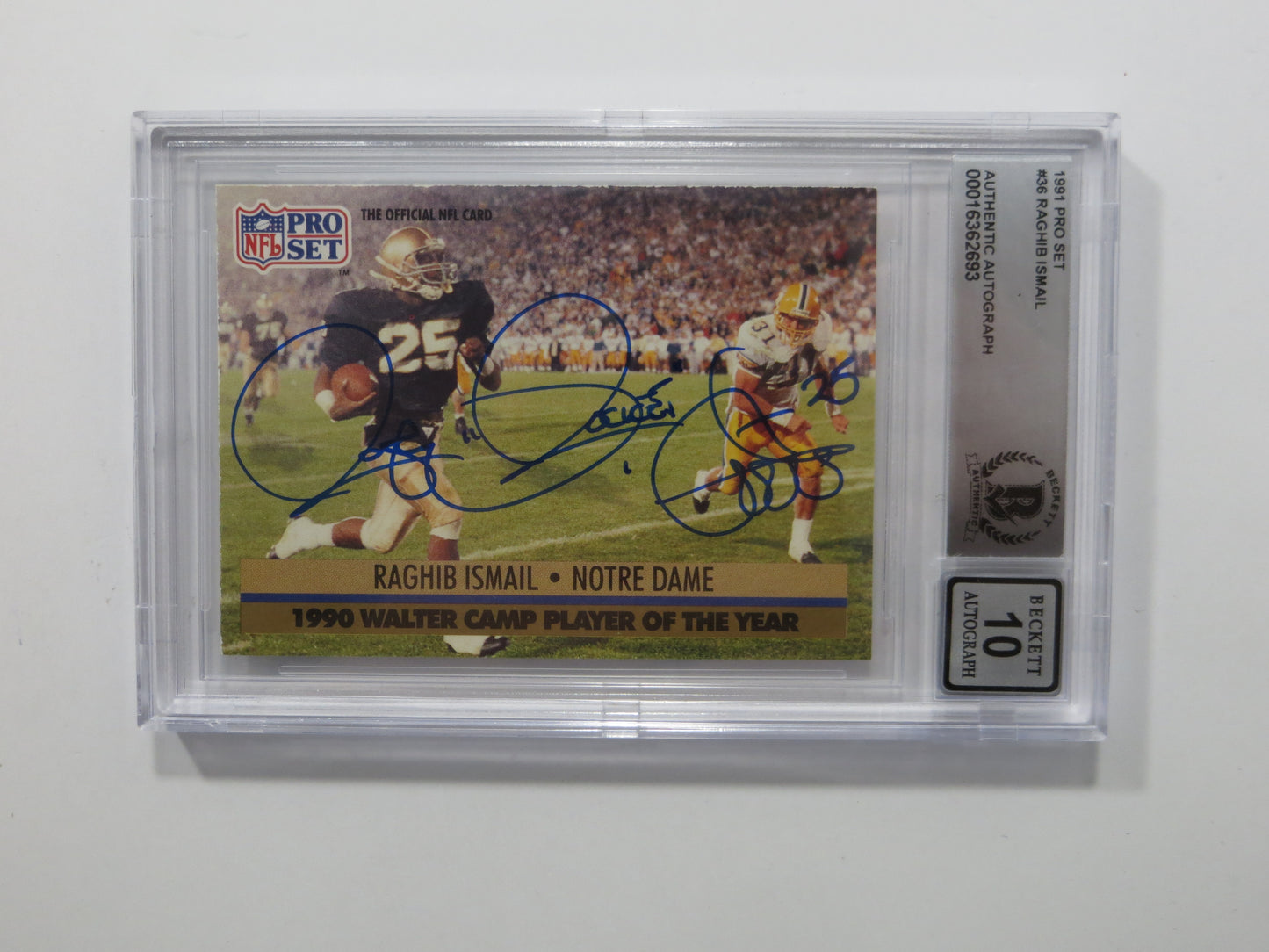 RAGHIB ROCKET ISMAIL SIGNED BGS BAS Slab 1991 Pro Set #36 Notre Dame AUTO 10