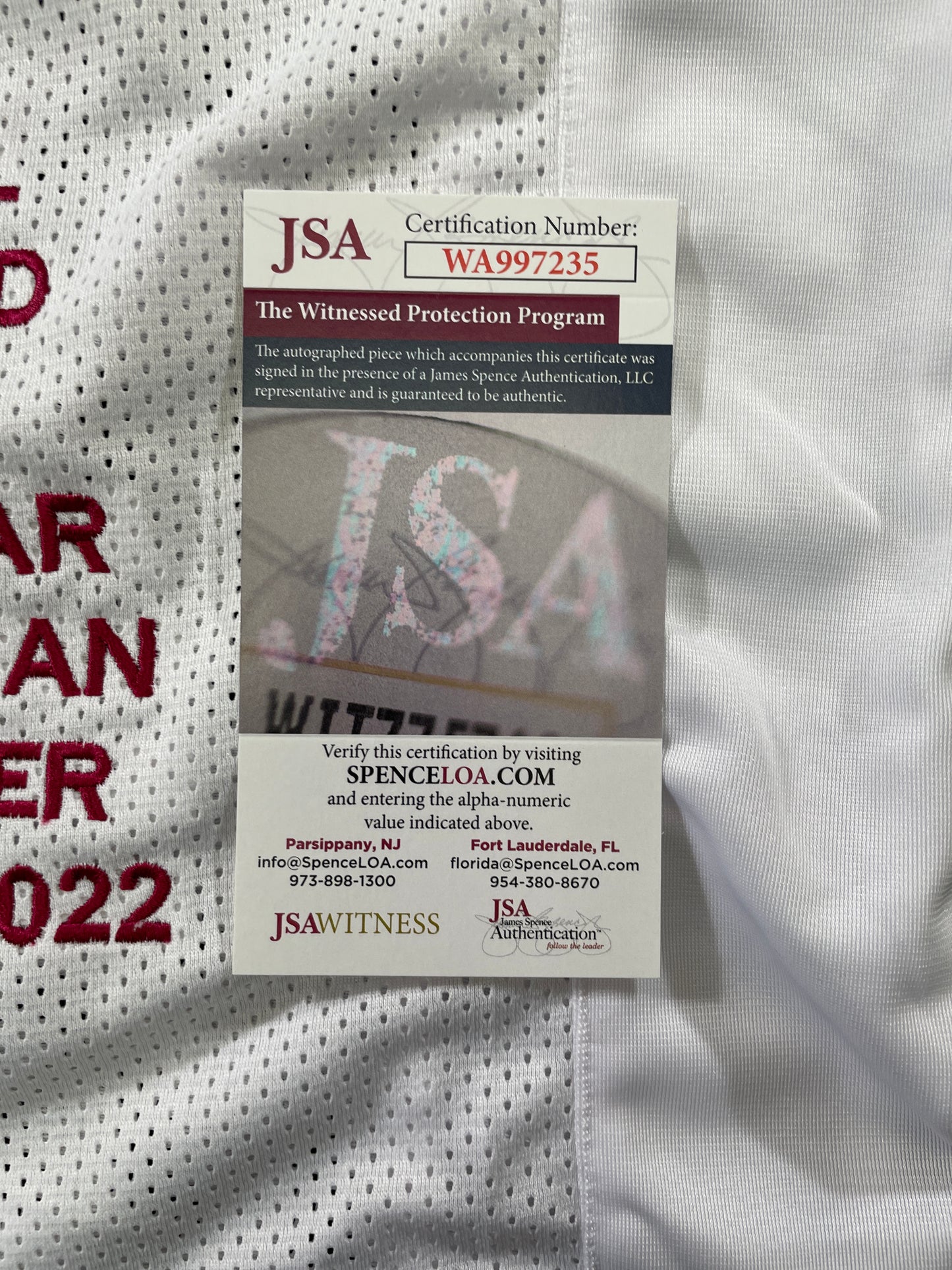 JOHNNY MANZIEL WHITE TEXAS A&M SIGNED STAT JERSEY w/"Home of the 12th Man" JSA