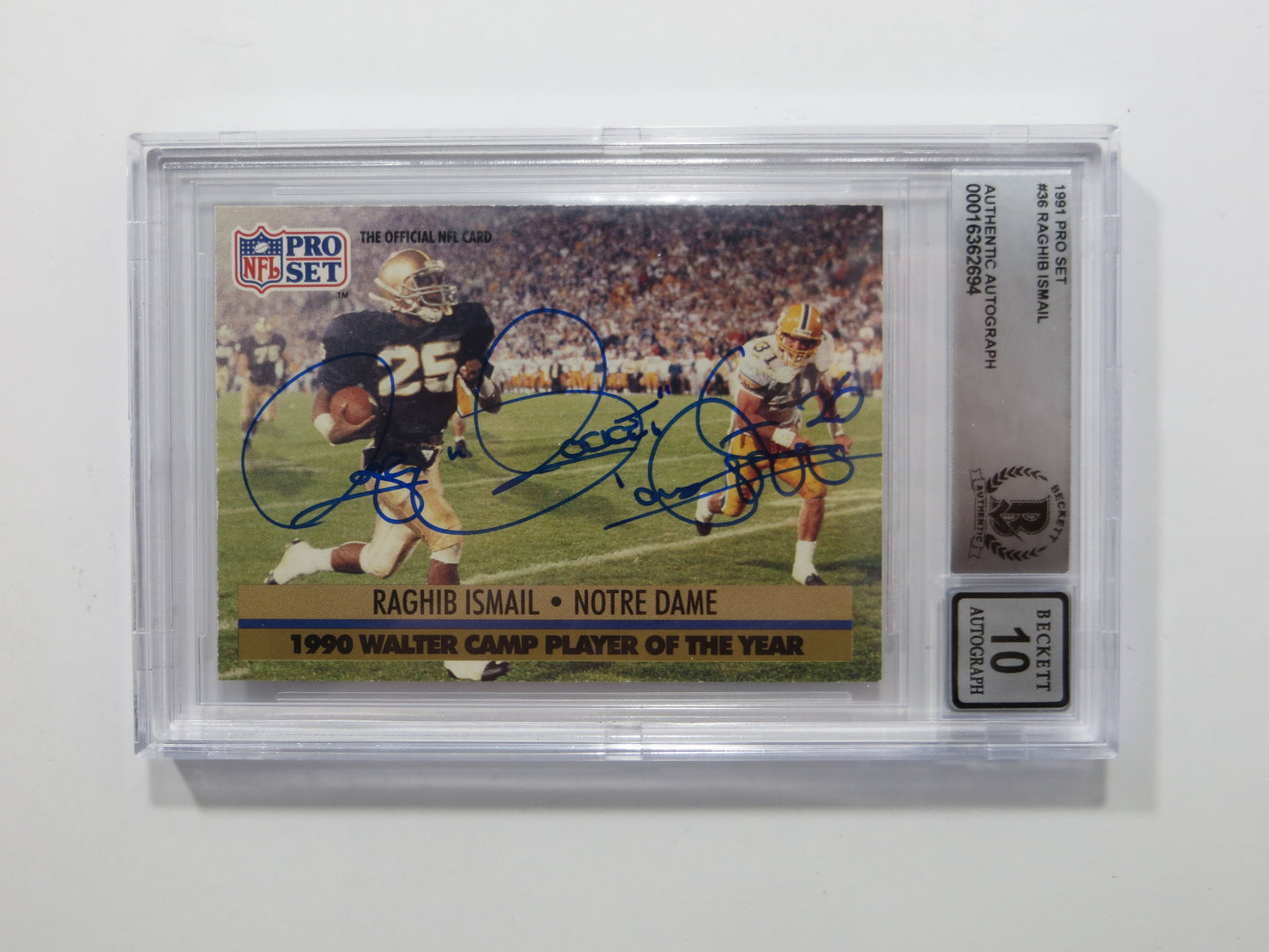 RAGHIB ROCKET ISMAIL SIGNED BGS BAS Slab 1991 Pro Set #36 Notre Dame AUTO 10