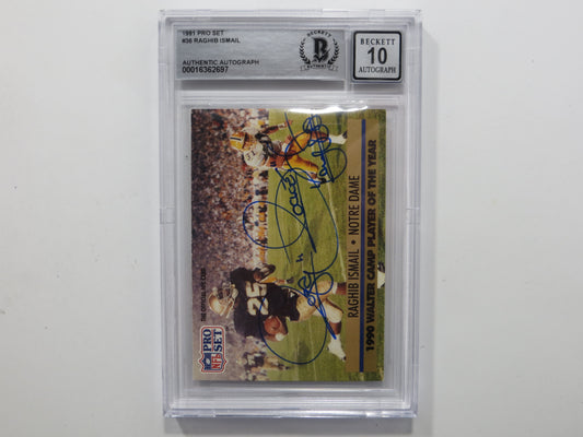 RAGHIB ROCKET ISMAIL SIGNED BGS BAS Slab 1991 Pro Set #36 Notre Dame AUTO 10