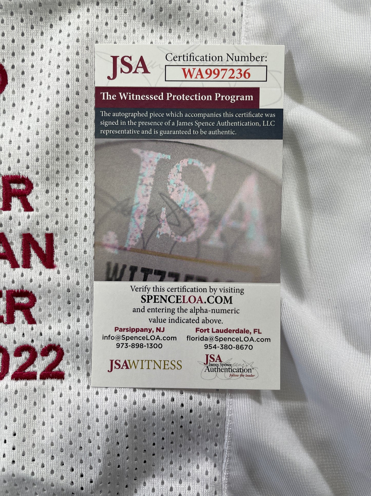 JOHNNY MANZIEL WHITE TEXAS A&M SIGNED STAT JERSEY w/"Home of the 12th Man" JSA
