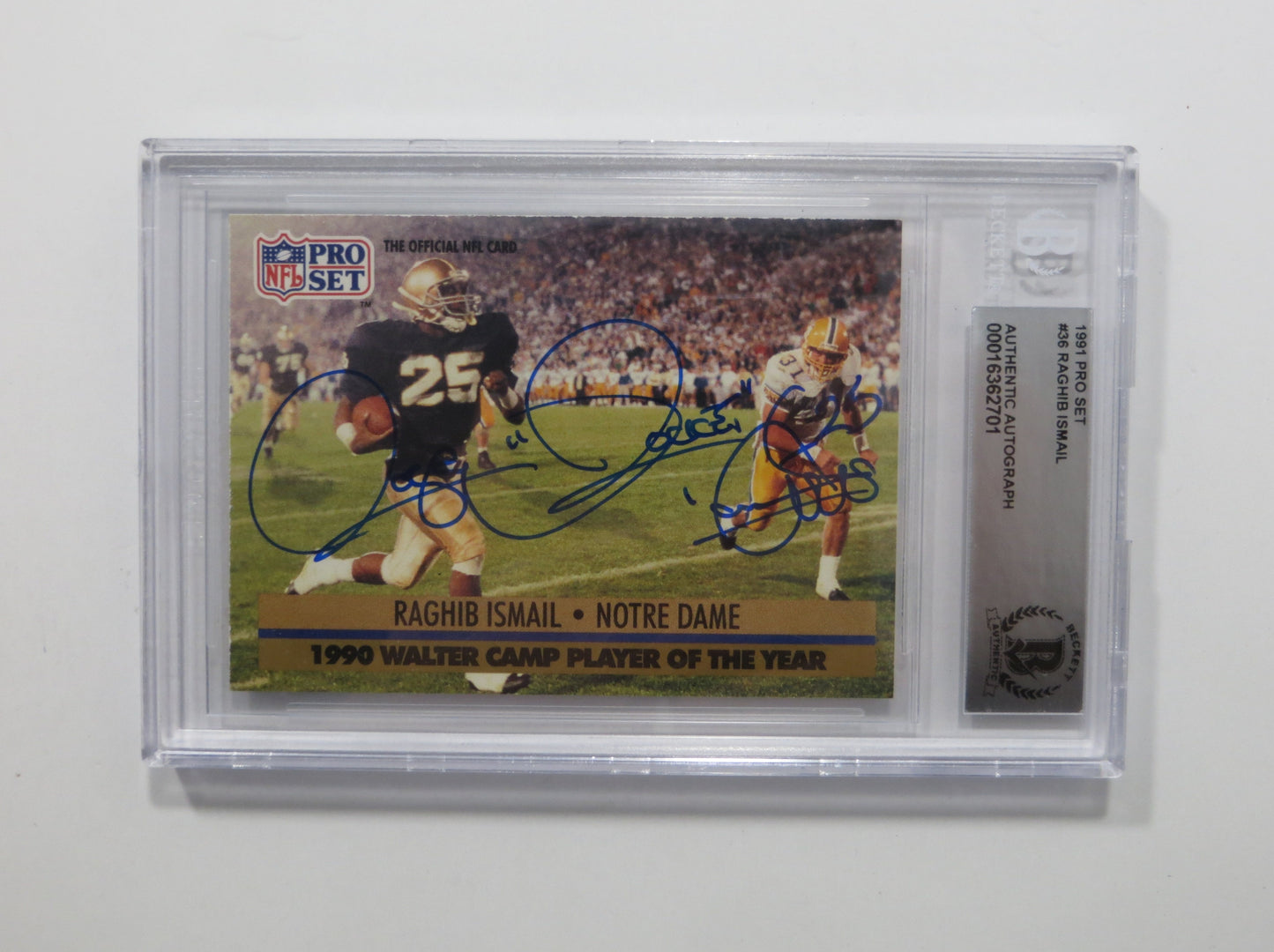 RAGHIB ROCKET ISMAIL SIGNED BGS BAS Slab 1991 Pro Set #36 Notre Dame AUTO