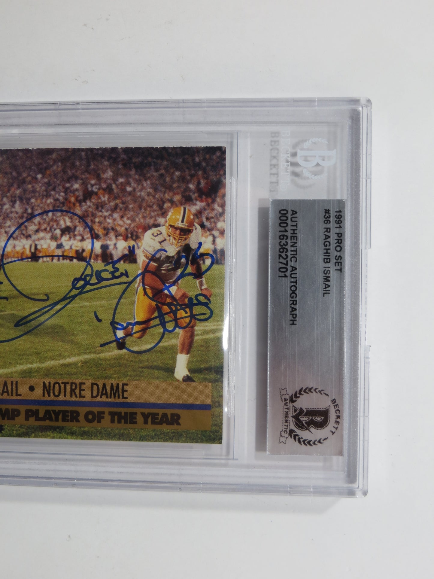 RAGHIB ROCKET ISMAIL SIGNED BGS BAS Slab 1991 Pro Set #36 Notre Dame AUTO