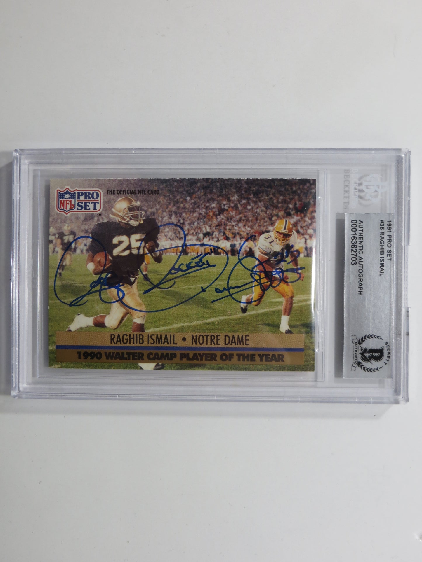RAGHIB ROCKET ISMAIL SIGNED BGS BAS Slab 1991 Pro Set #36 Notre Dame AUTO