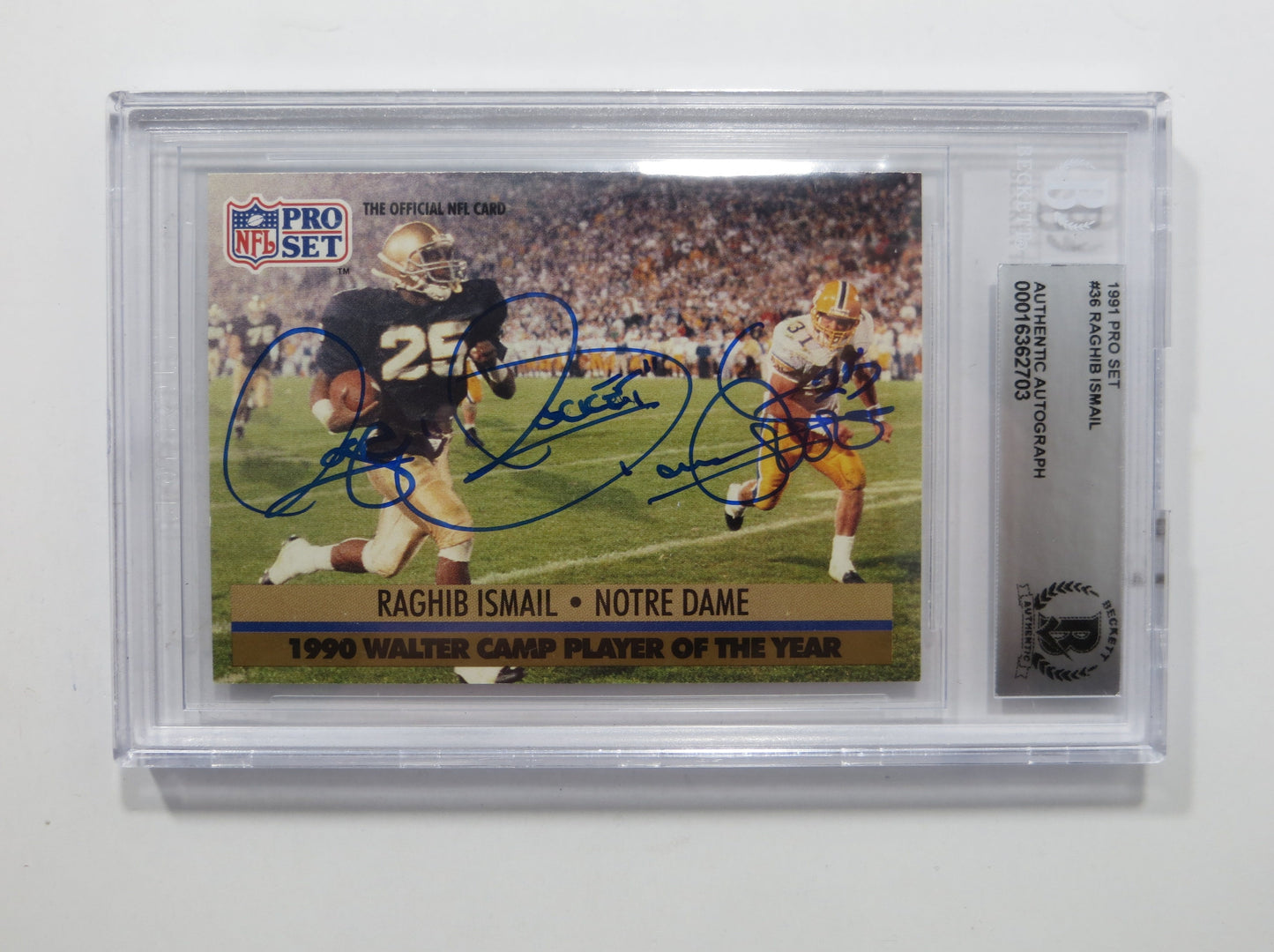 RAGHIB ROCKET ISMAIL SIGNED BGS BAS Slab 1991 Pro Set #36 Notre Dame AUTO