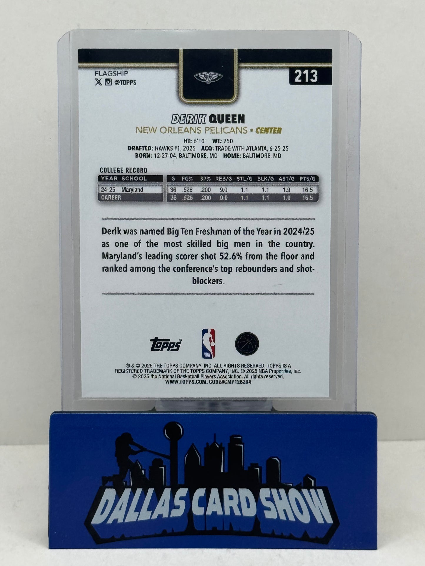 2025-26 Topps NBA Derik Queen Blackout Exclusive /99 RC SSP Black Friday Rookie