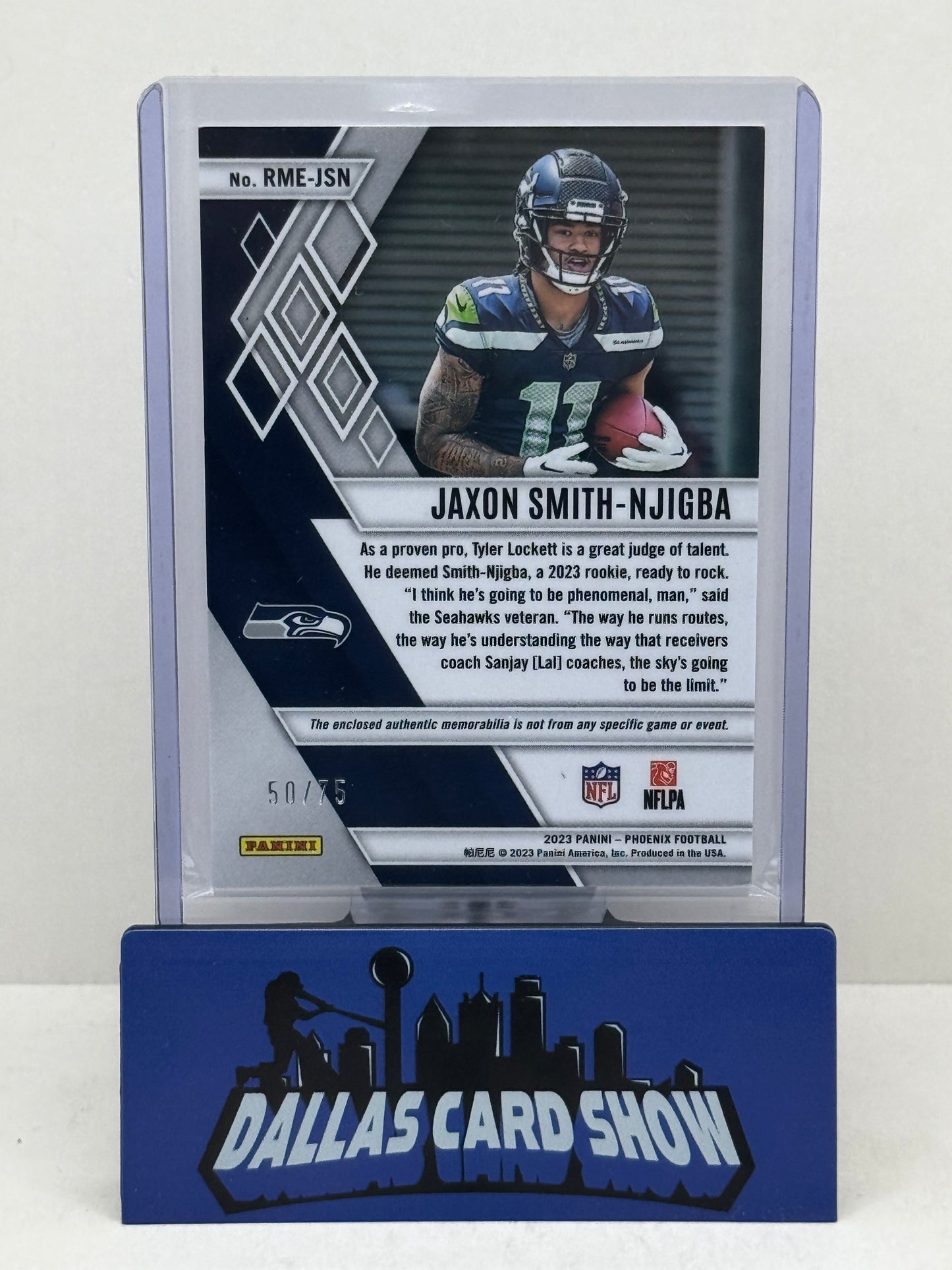 2023 Panini Phoenix #RME-JSN Jaxon Smith-Njigba Purple Memorabilia RC /75