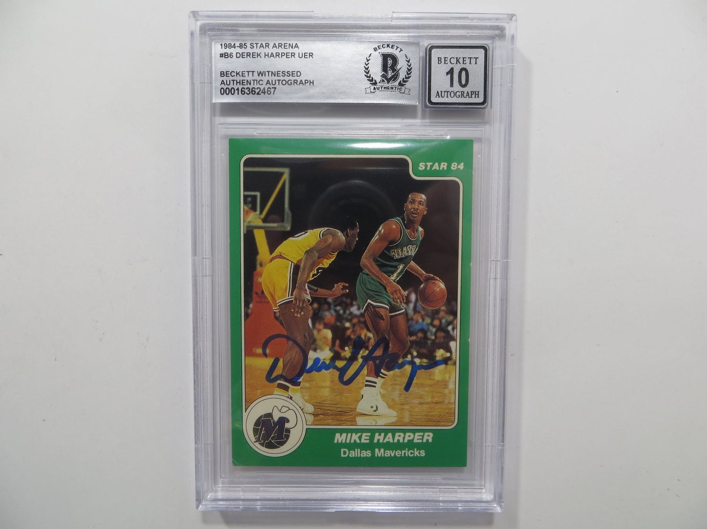 DEREK MIKE HARPER SIGNED BGS BAS SLAB 1984 STAR #B6 Auto 10 DALLAS MAVERICKS