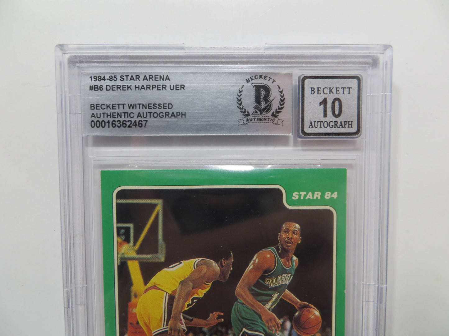 DEREK MIKE HARPER SIGNED BGS BAS SLAB 1984 STAR #B6 Auto 10 DALLAS MAVERICKS