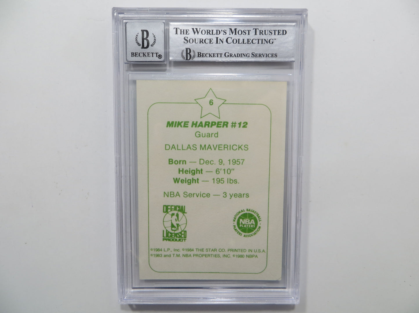 DEREK MIKE HARPER SIGNED BGS BAS SLAB 1984 STAR #B6 Auto 10 DALLAS MAVERICKS