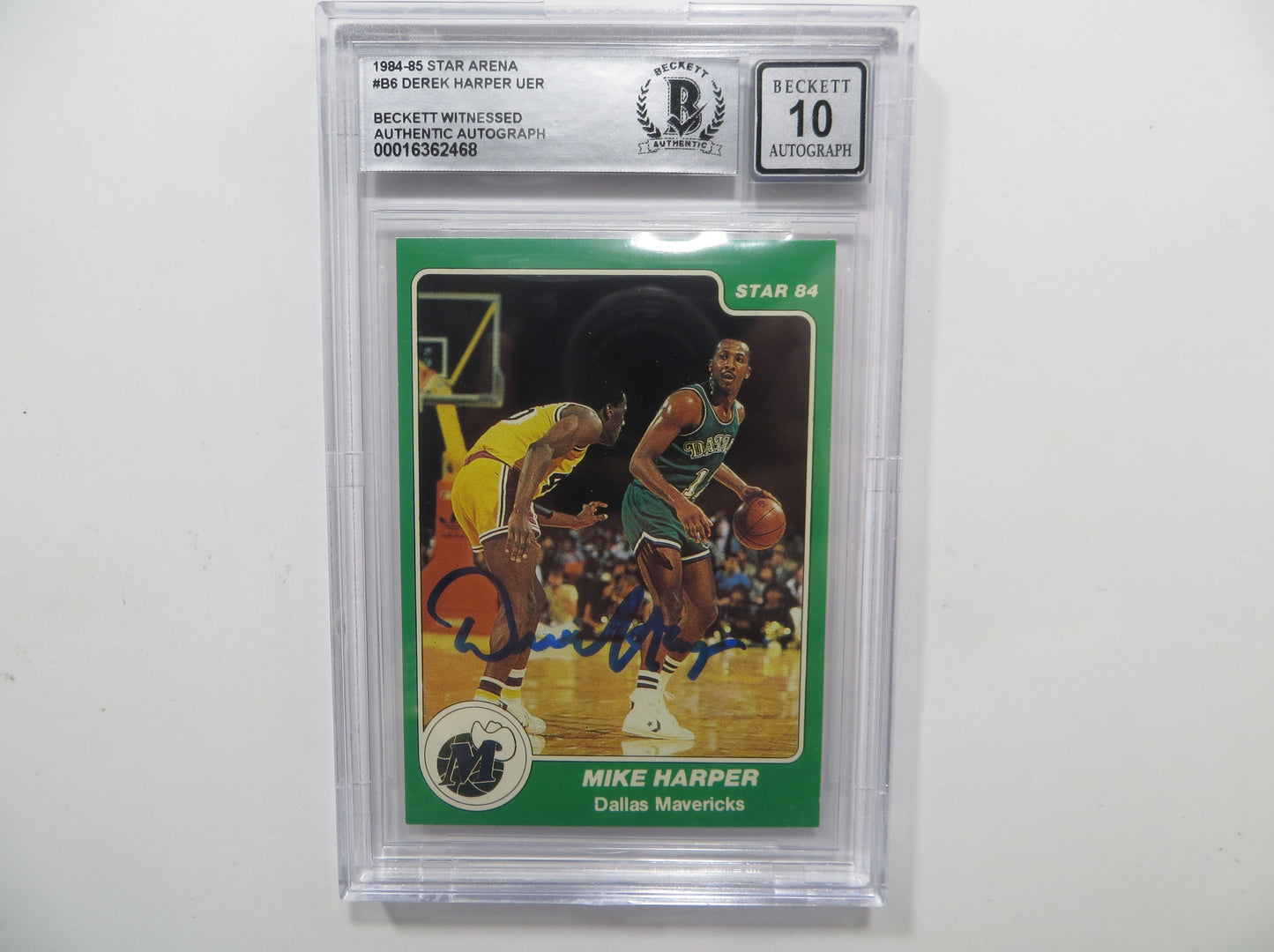 DEREK MIKE HARPER SIGNED BGS BAS SLAB 1984 STAR #B6 Auto 10 DALLAS MAVERICKS
