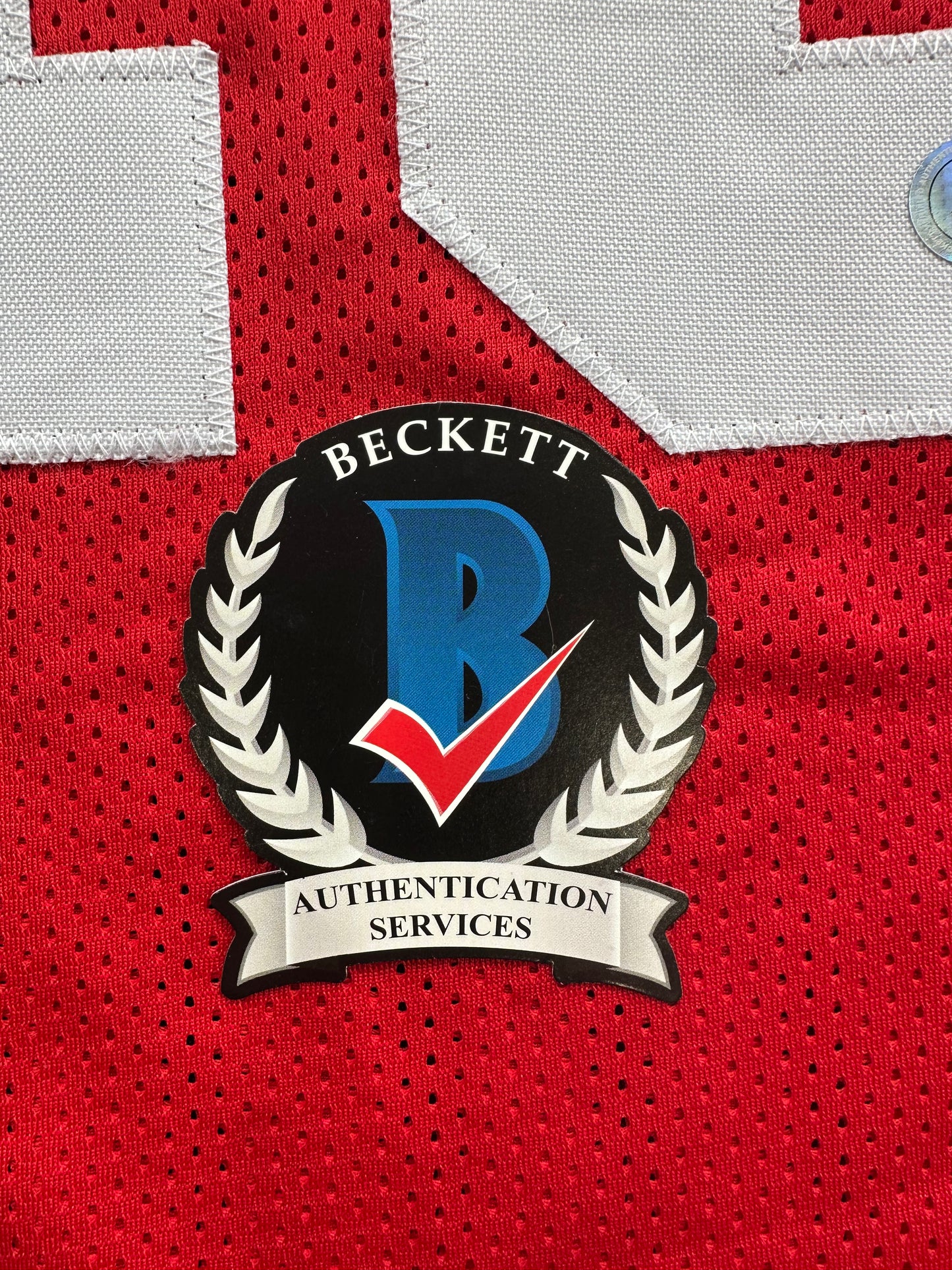 MICHAEL CRABTREE SIGNED RED JERSEY San Francisco Texas Tech Raiders BAS