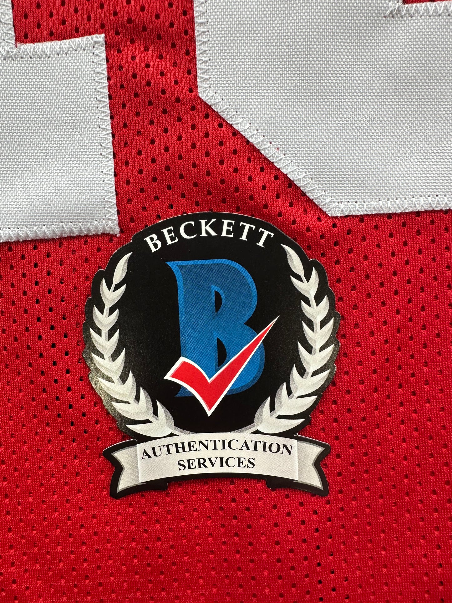 MICHAEL CRABTREE SIGNED RED JERSEY San Francisco Texas Tech Raiders BAS