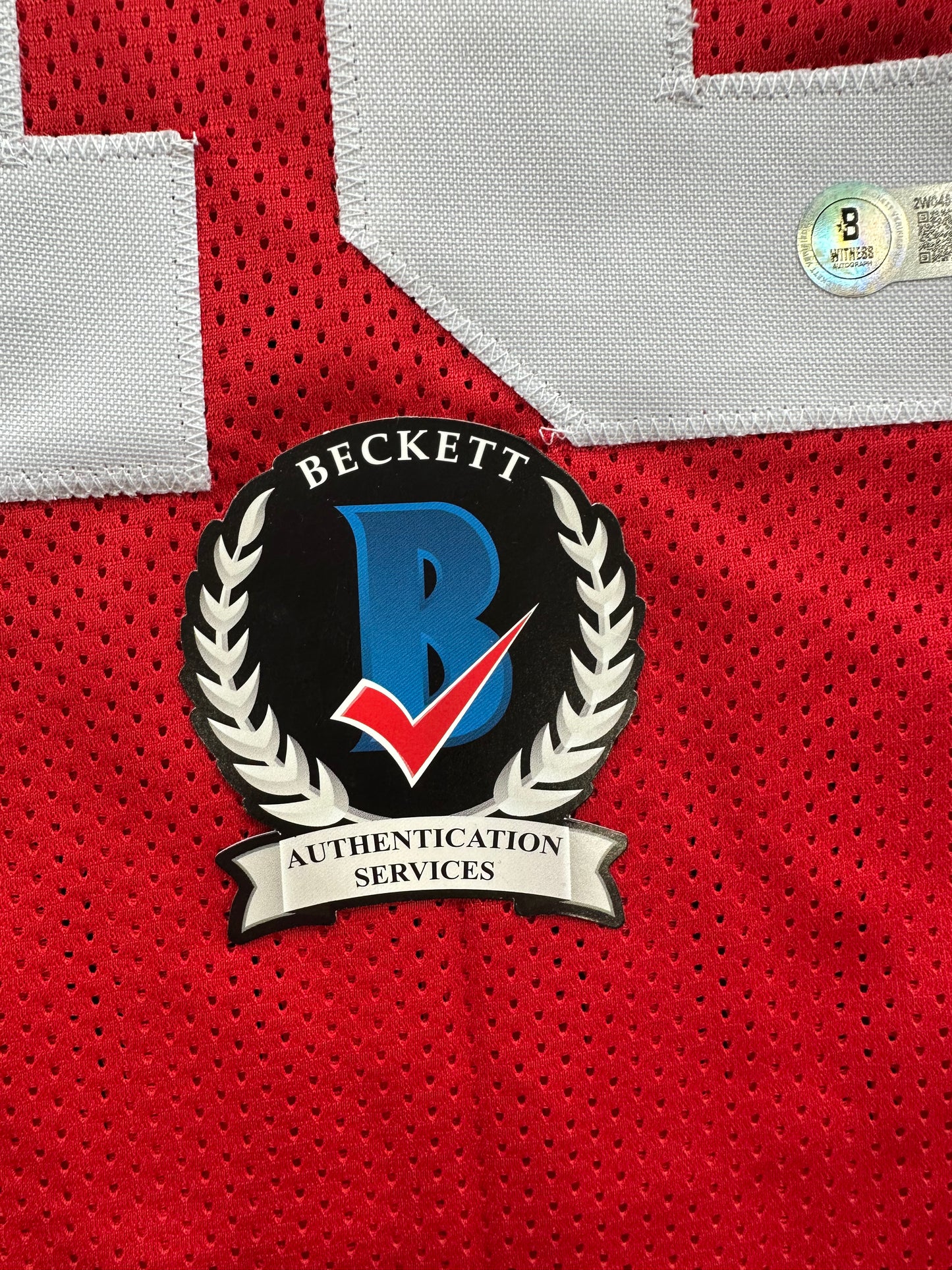 MICHAEL CRABTREE SIGNED RED JERSEY San Francisco Texas Tech Raiders BAS