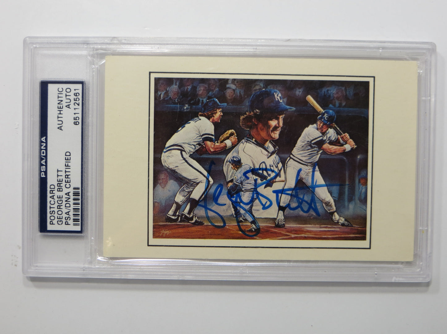 GEORGE BRETT SIGNED Ted Watts POSTCARD PSA DNA Slab KANSAS CITY ROYALS