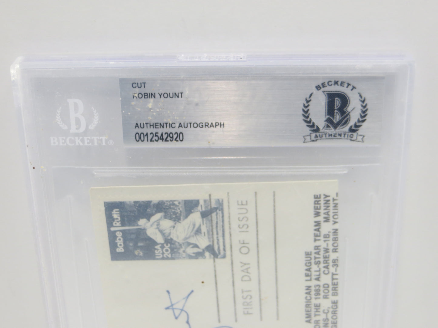 ROBIN YOUNT SIGNED MILWAUKEE BREWERS CUT First Day Issue BGS BAS SLAB