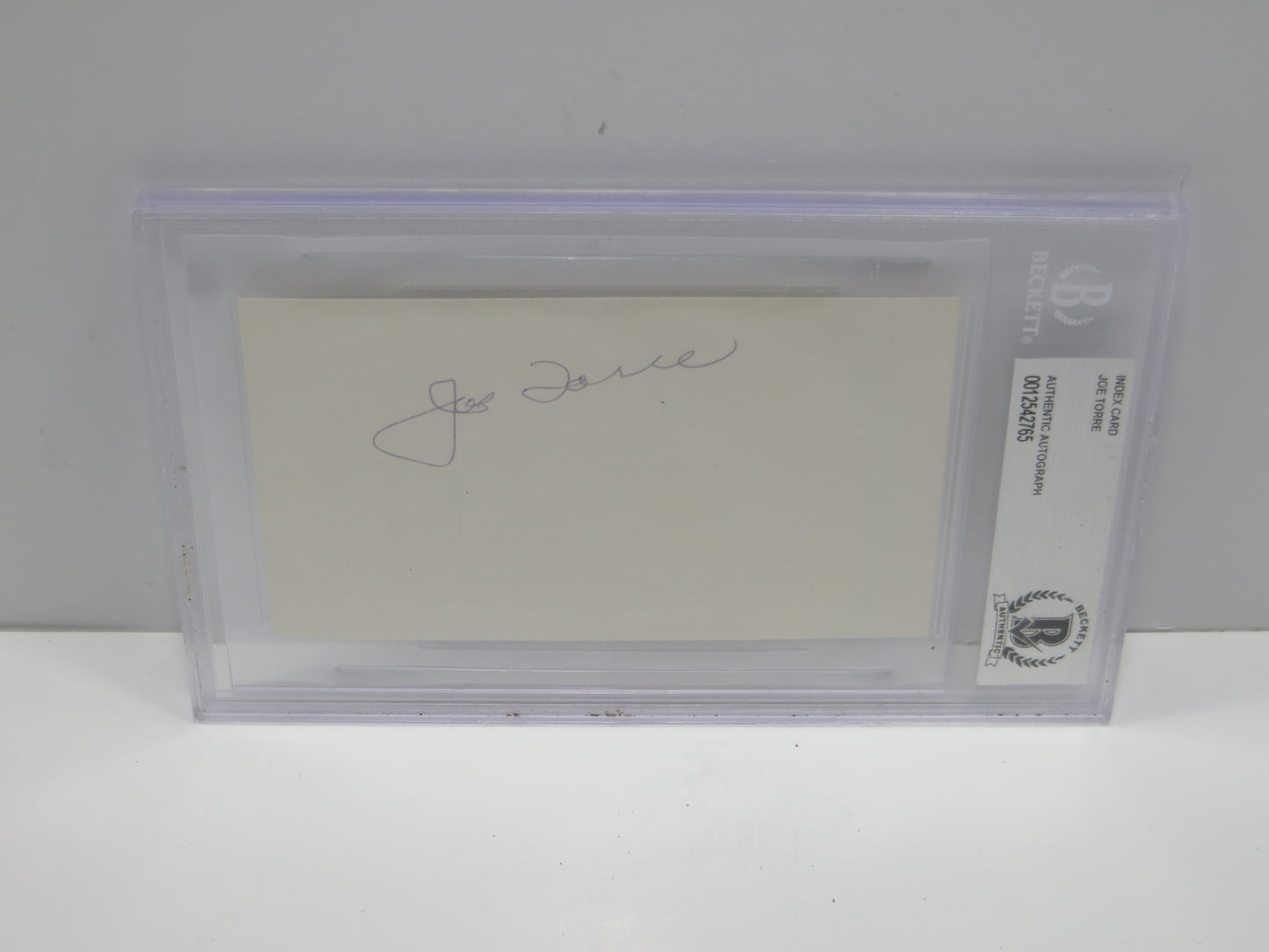 JOE TORRE SIGNED BGS BAS SLAB INDEX CARD New York Yankees St Louis Cardinals