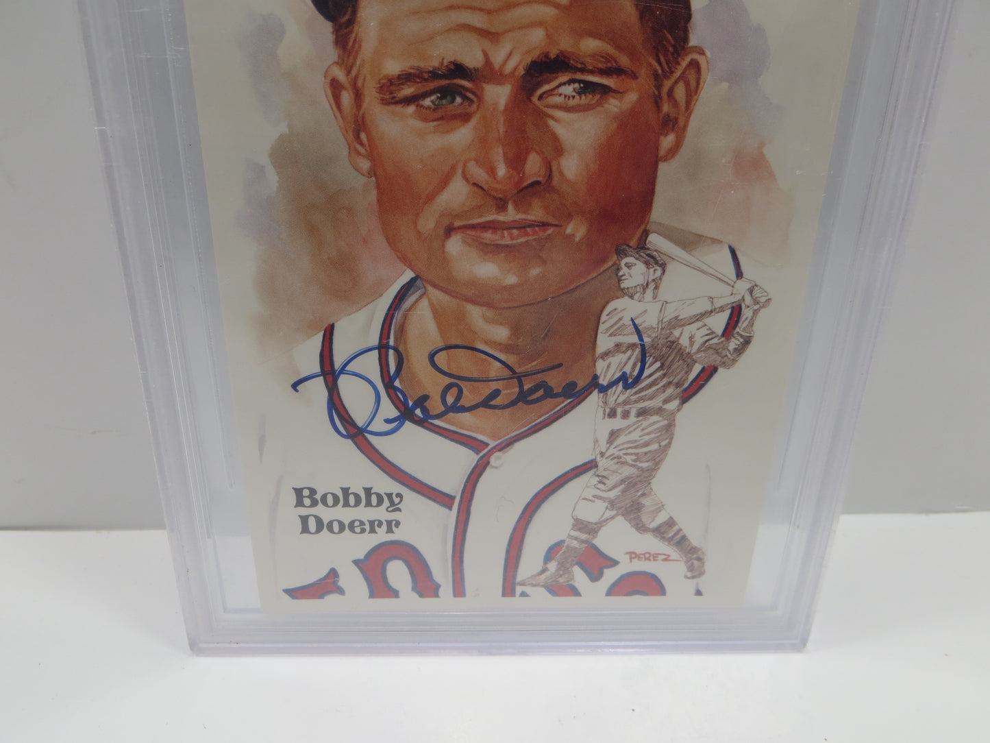 BOBBY DOERR SIGNED Perez-Steele HOF Postcard #194 BGS BAS Slab Boston Red Sox