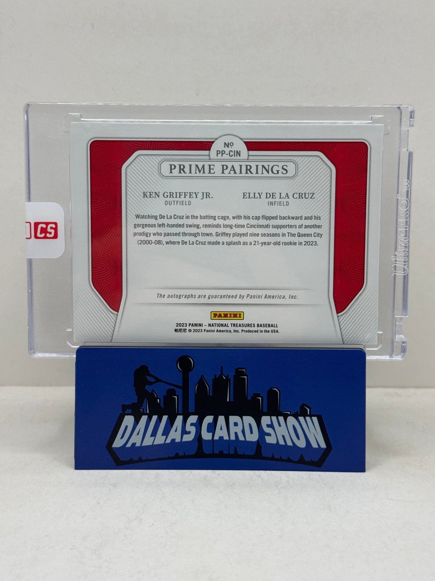 2023 Panini National Treasure Ken Griffey Jr., Elly De La Cruz Prime Pairings Autograph /10