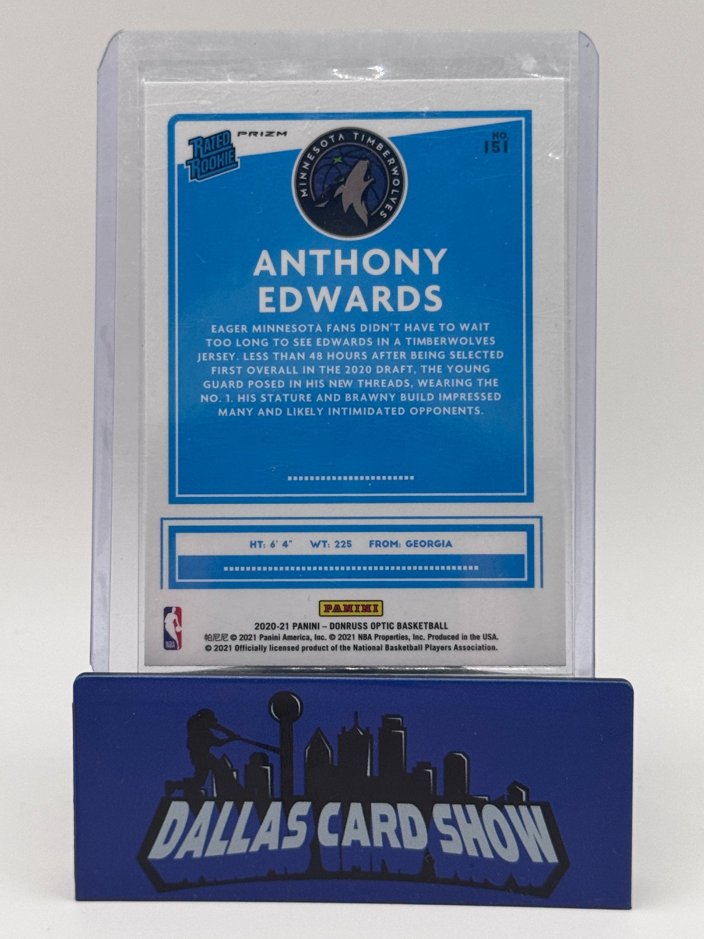 2019-20 Donruss Optic Anthony Edwards Purple Shock Rated Rookie #151