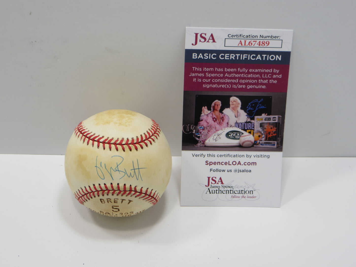 GEORGE BRETT SIGNED RAWLINGS OAL BASEBALL w/STATS KC ROYALS JSA COA