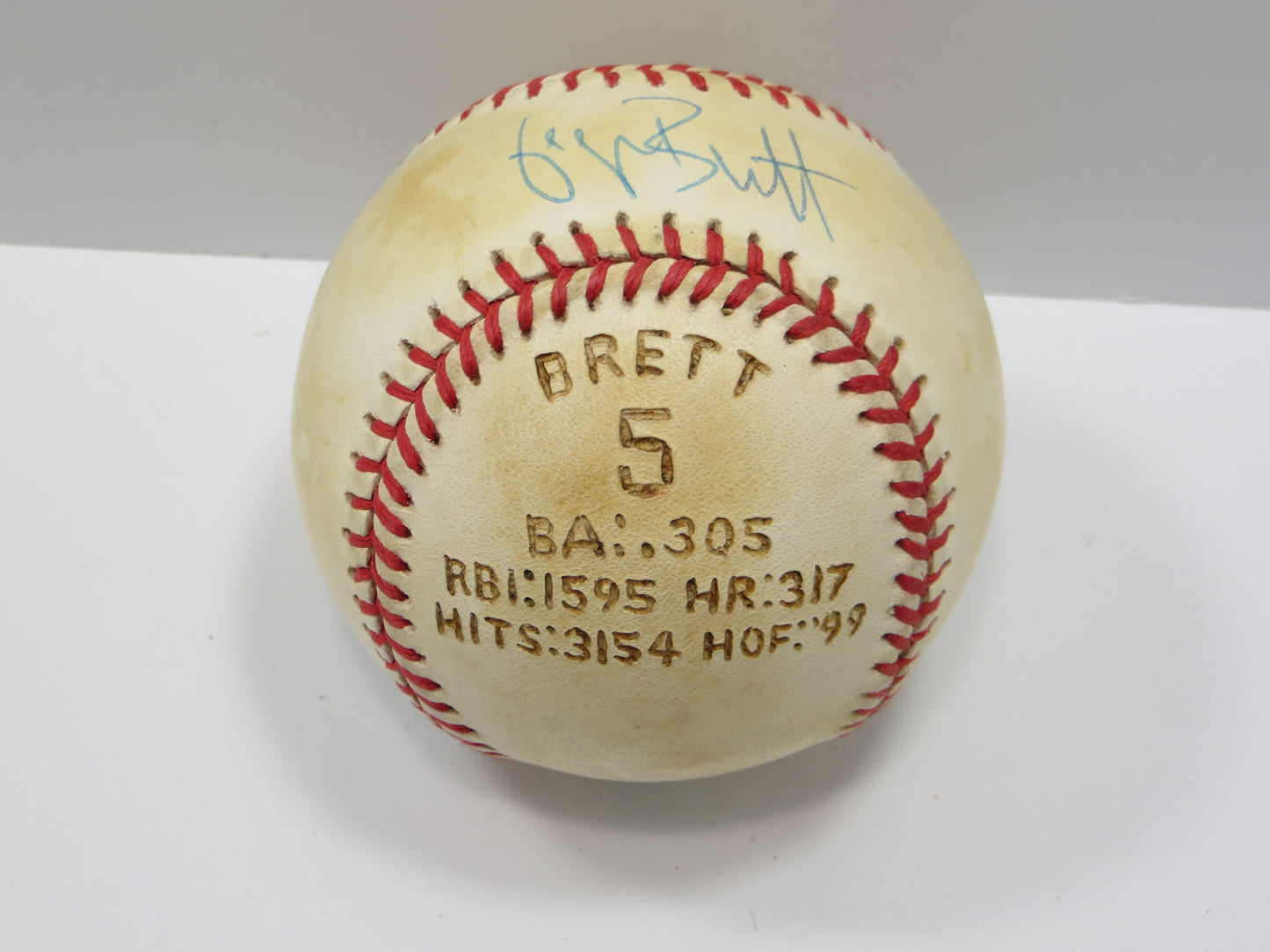 GEORGE BRETT SIGNED RAWLINGS OAL BASEBALL w/STATS KC ROYALS JSA COA