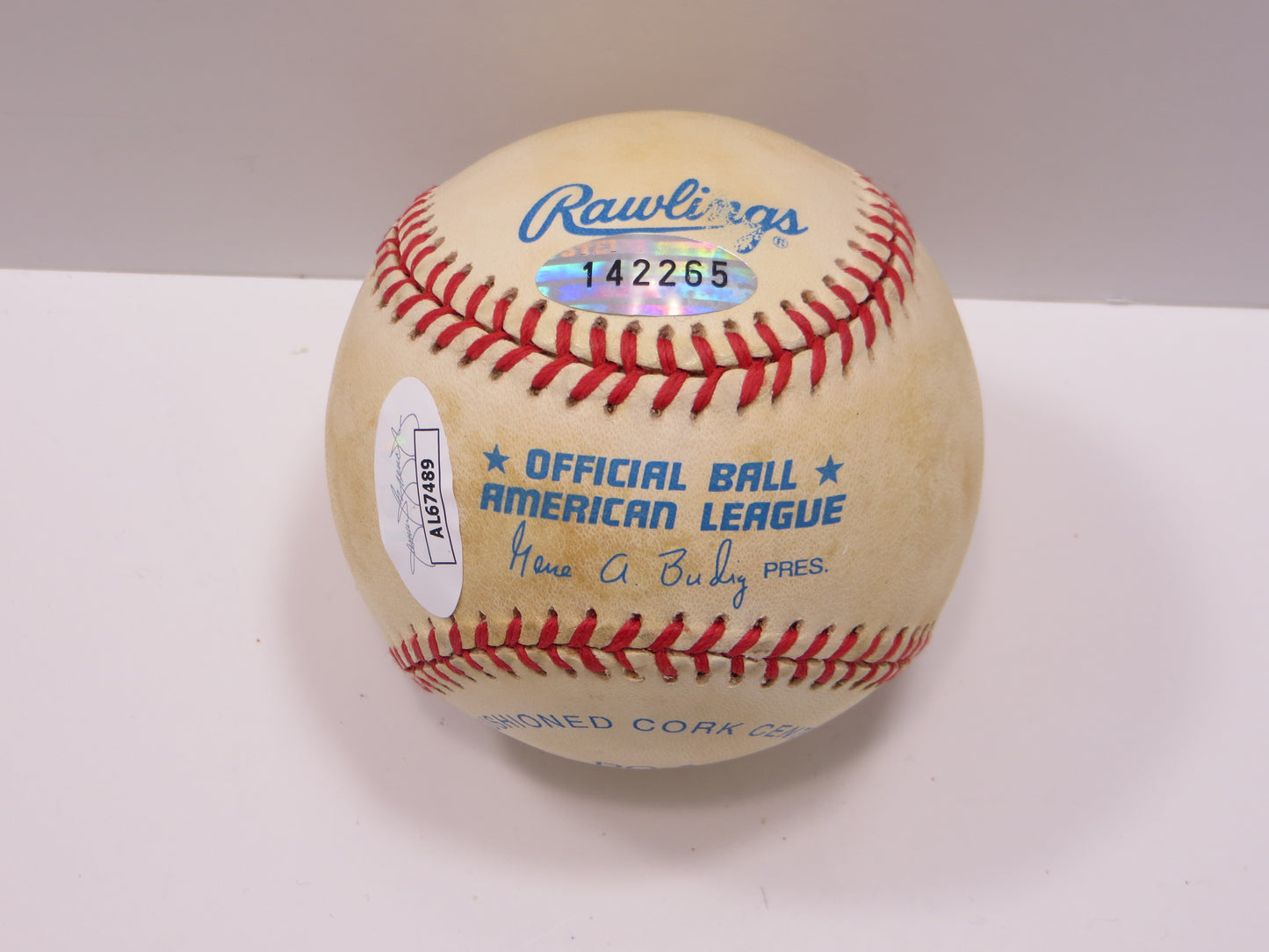 GEORGE BRETT SIGNED RAWLINGS OAL BASEBALL w/STATS KC ROYALS JSA COA