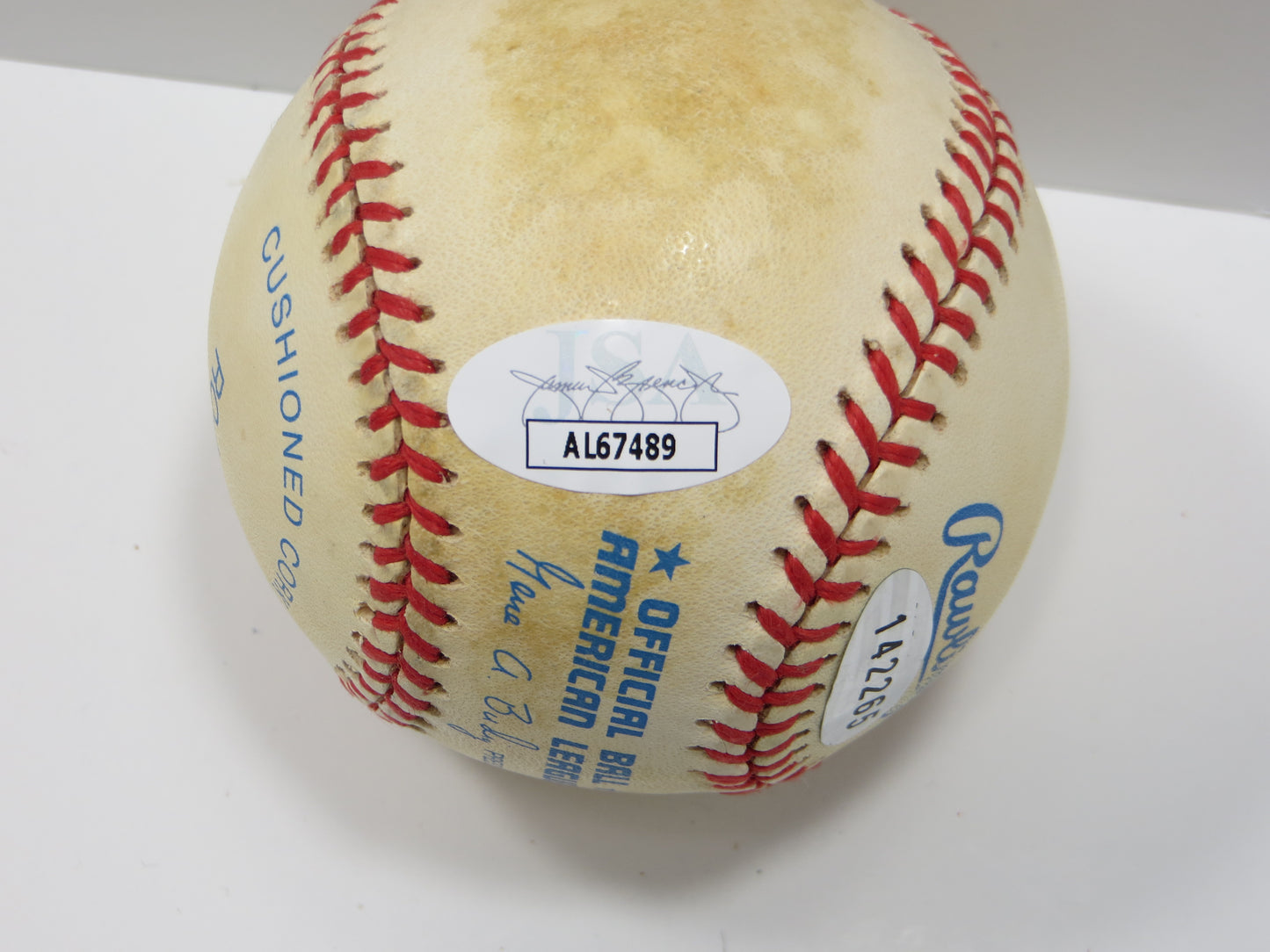 GEORGE BRETT SIGNED RAWLINGS OAL BASEBALL w/STATS KC ROYALS JSA COA