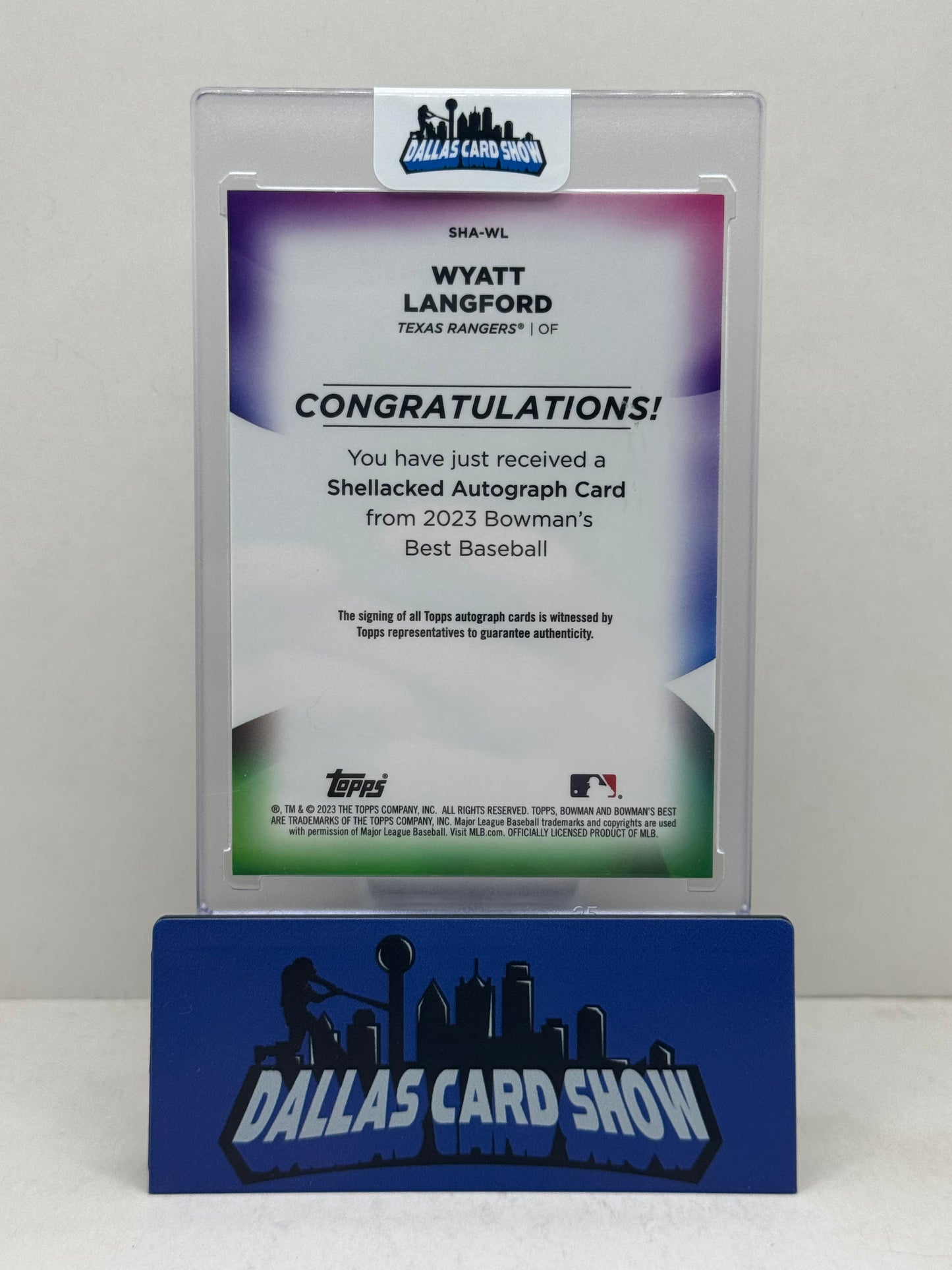 2023 Bowman's Best #SHA-WL Wyatt Langford Shellacked Autograph /250