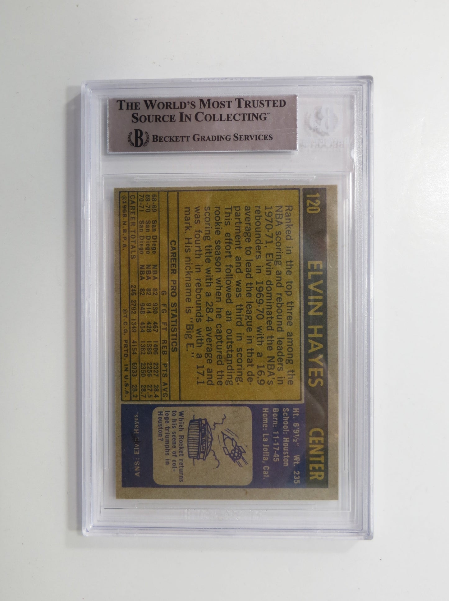 ELVIN HAYES SIGNED 1971-72 Topps BGS BAS SLAB HOUSTON ROCKETS