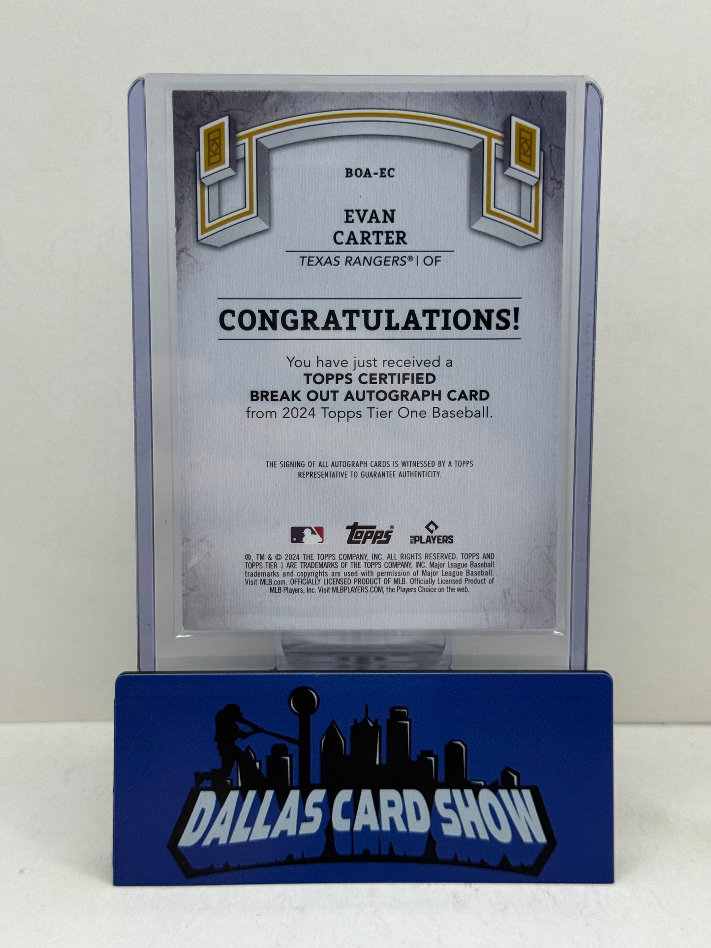 2024 Topps Tier One #BOA-EC Evan Carter Emerald Break Out Rookie Autograph /49