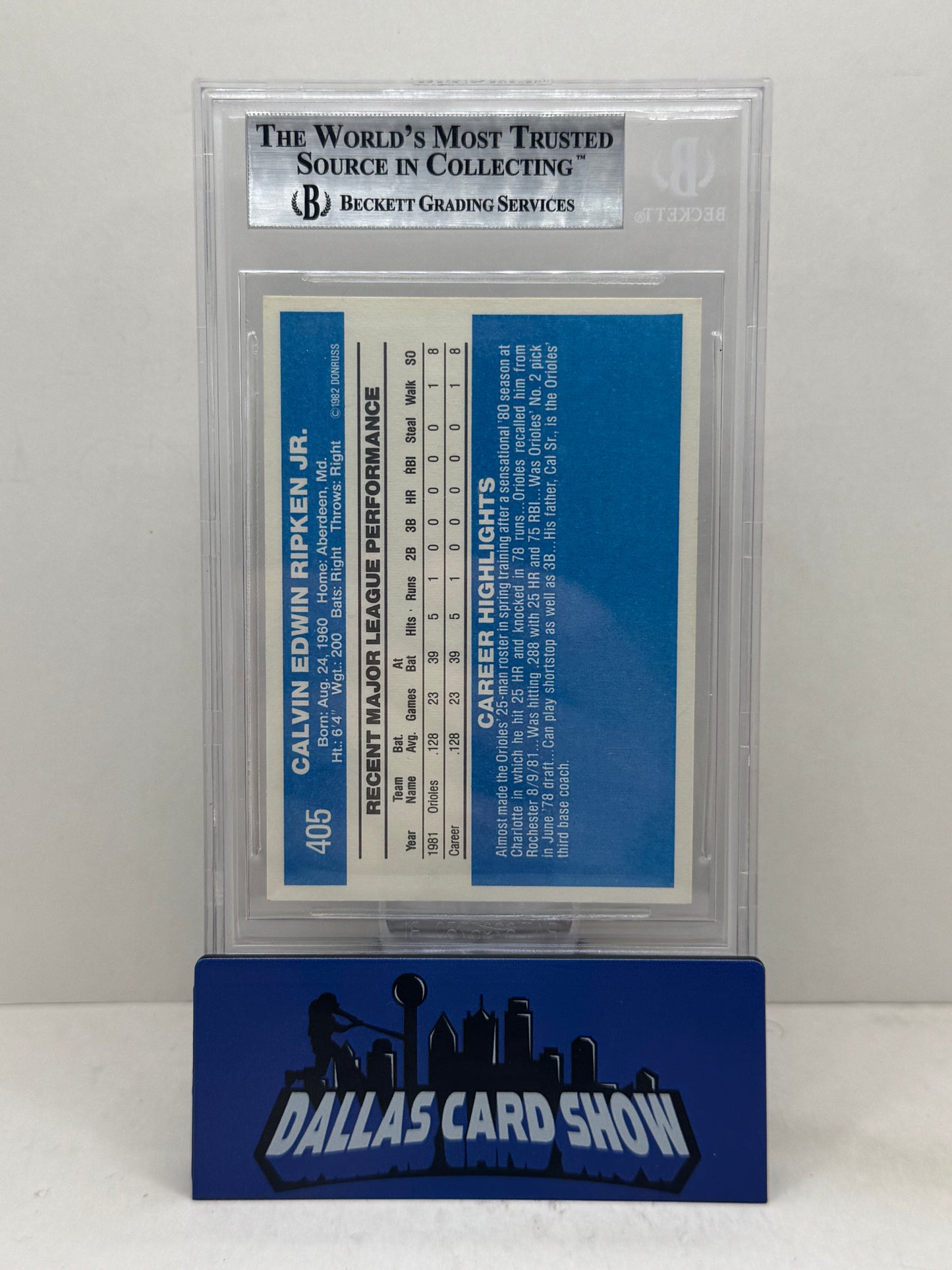 1982 Donruss #405 Cal Ripken Jr. Rookie RC BGS 8.5