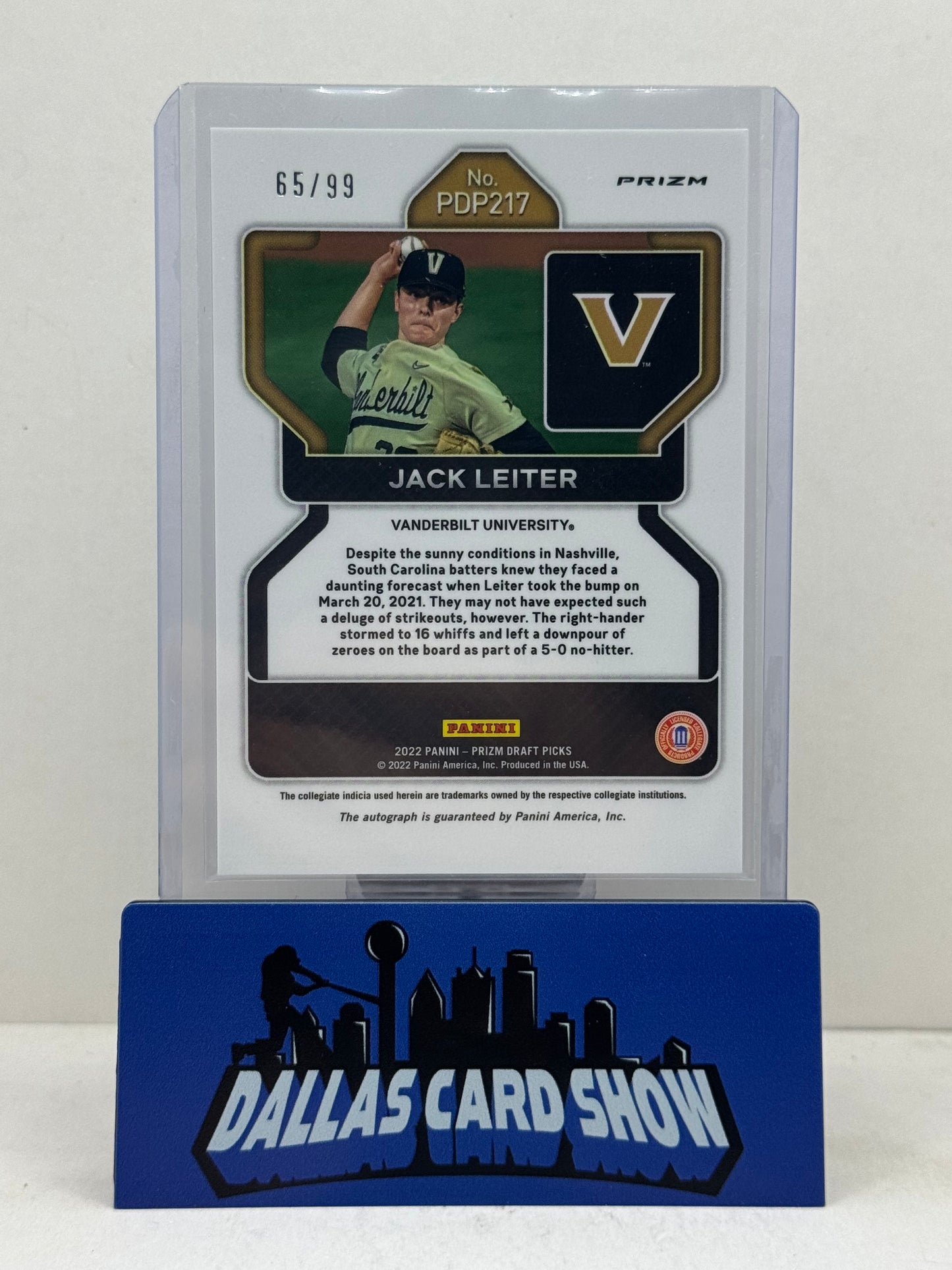 2022 Panini Prizm Draft Picks #PDP217 Jack Leiter Blue Autograph /99