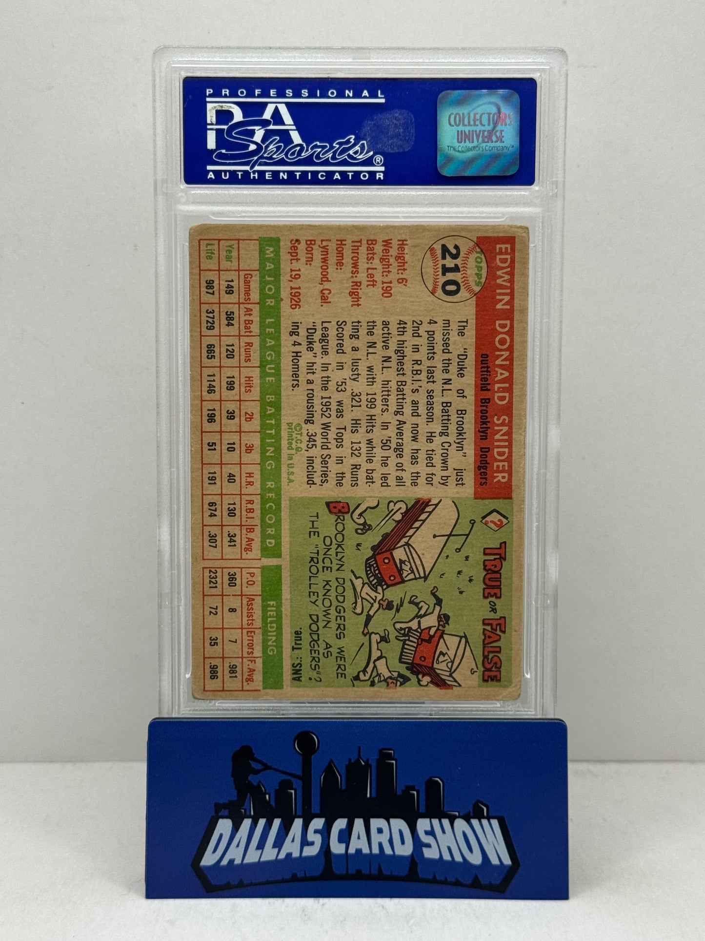 1955 Topps #210 Duke Snider PSA 4