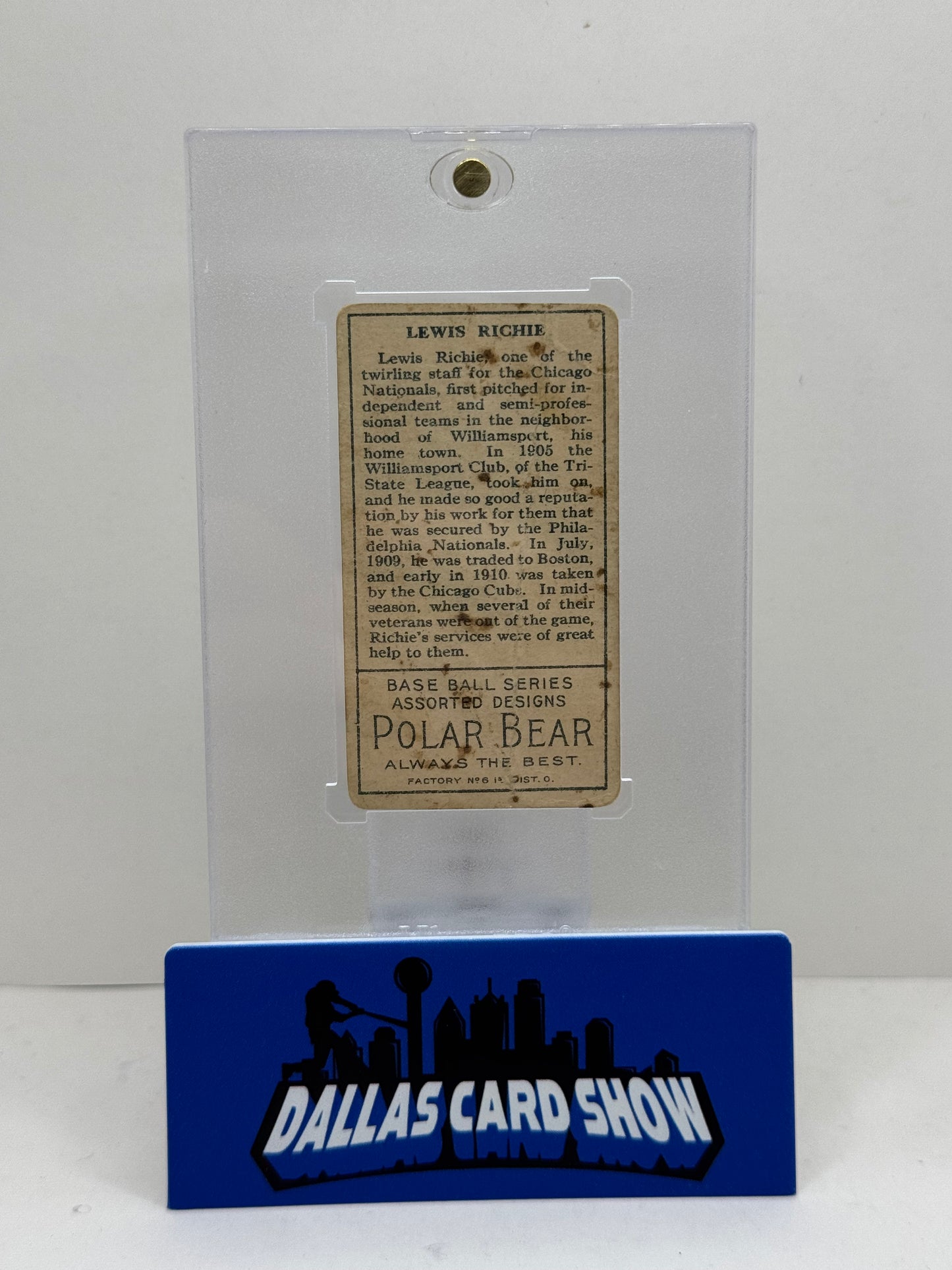 1911 T205 Lewis Richie Cubs Piedmont Back
