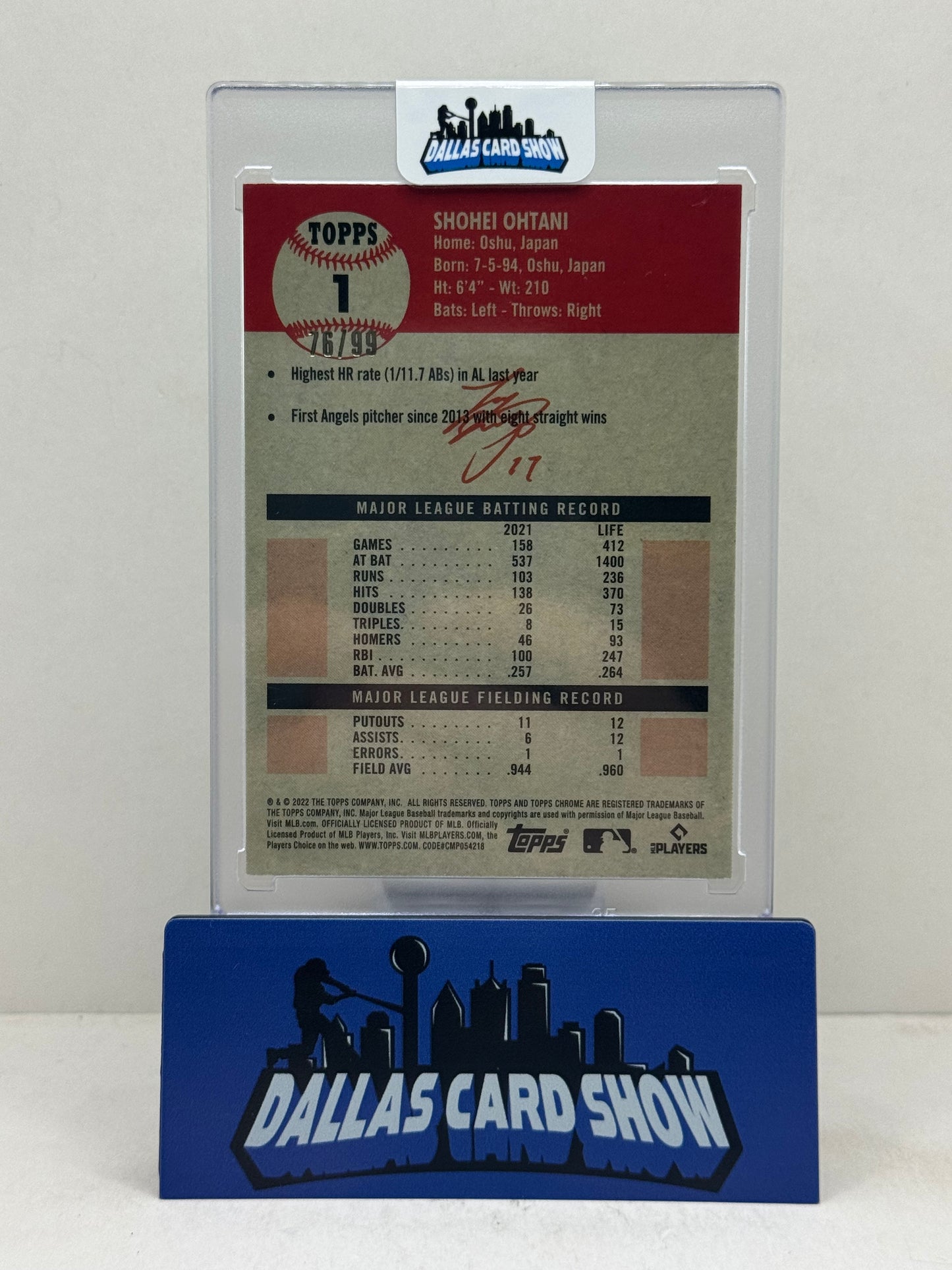 2022 Topps Chrome Platinum Anniversary #1 Shohei Ohtani Green Wave /99