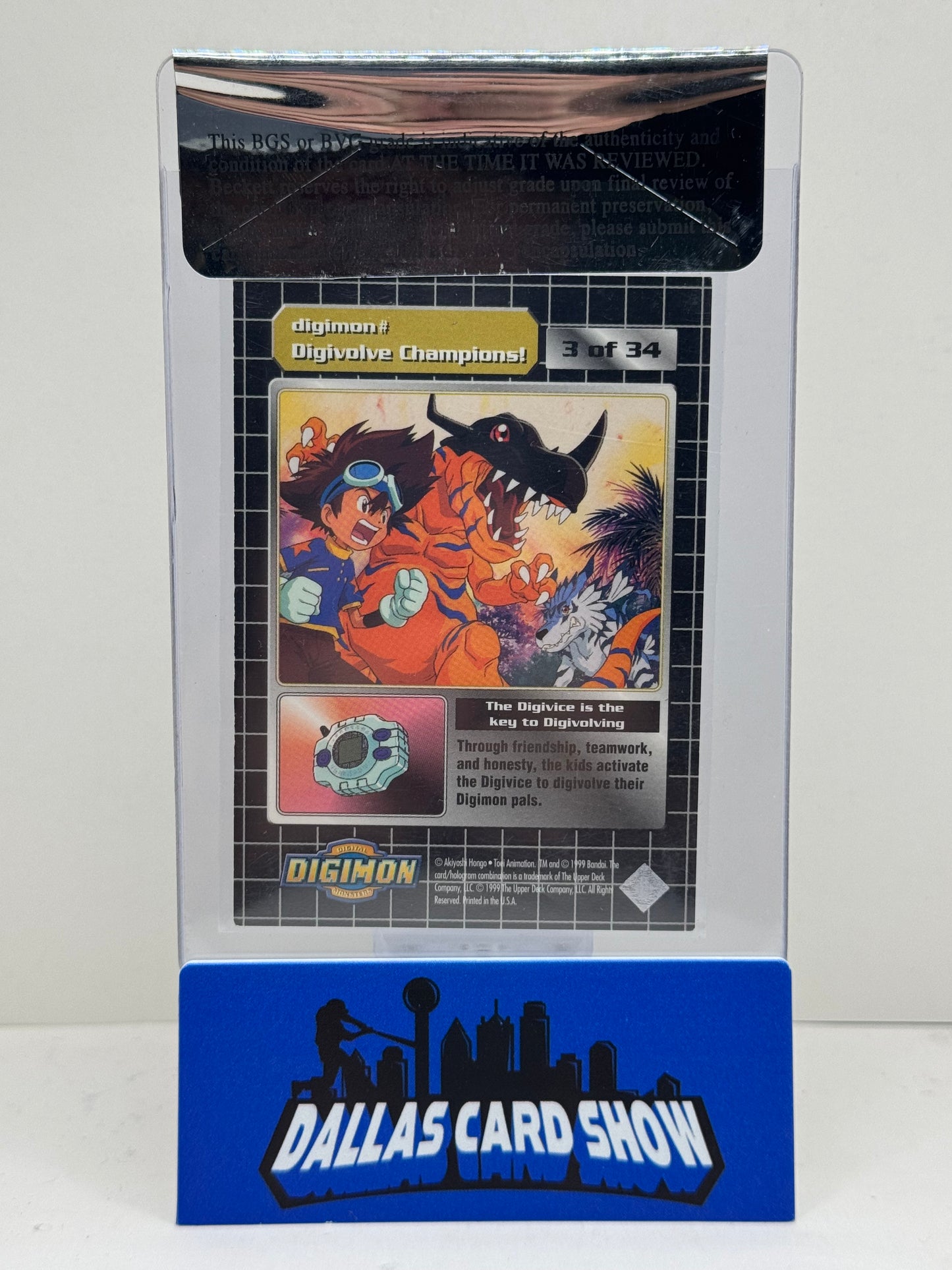 1999 Digimon #3 Digivolve! Champions!! Silver Foil Prism Stamp BGS RCR 8.5