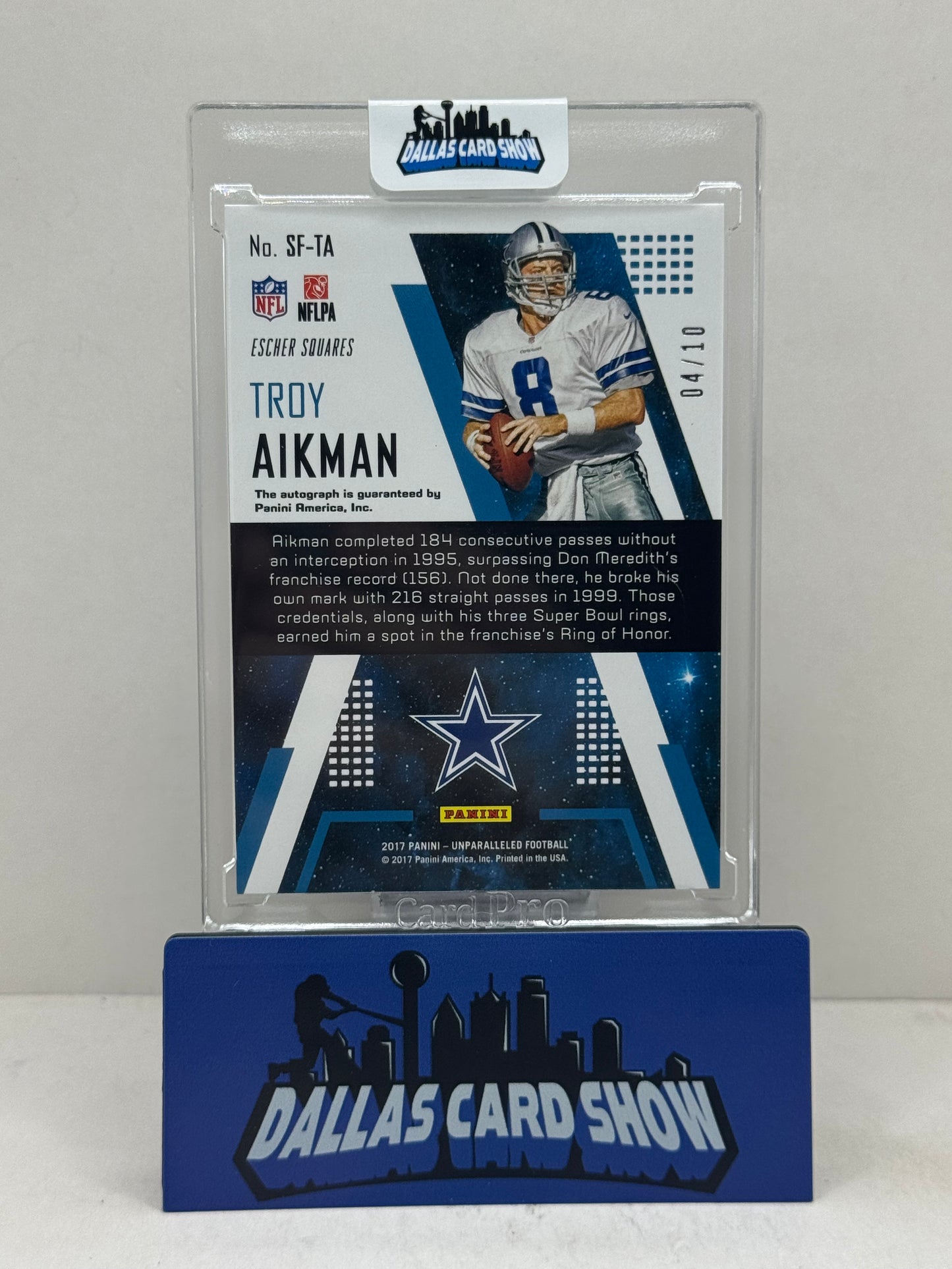 2017 Panini Unparalleled #SF-TA Troy Aikman Star Factor Autograph /10
