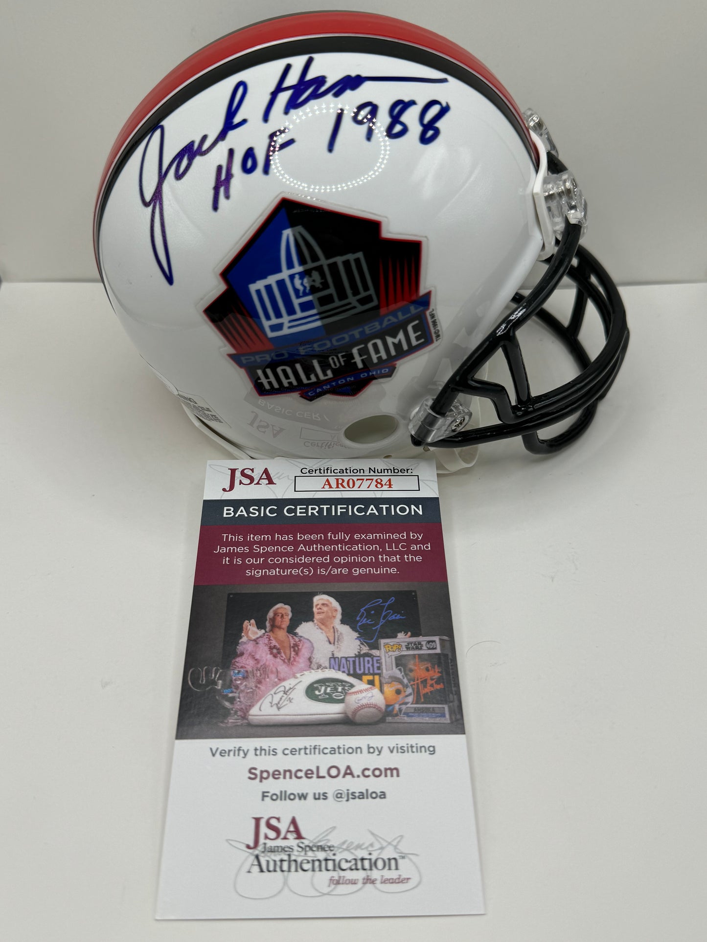 JACK HAM PITTSBURGH STEELERS SIGNED NFL HALL OF FAME MINI HELMET w/HOF JSA
