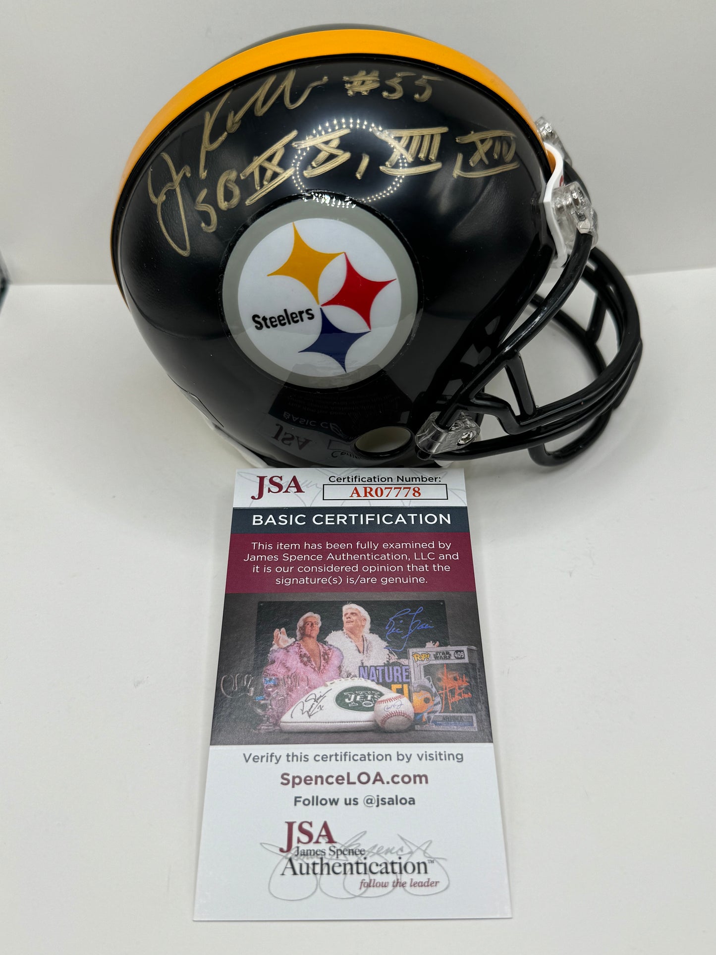 JON KOLB PITTSBURGH STEELERS SIGNED Mini Helmet w/SB INSC JSA RARE
