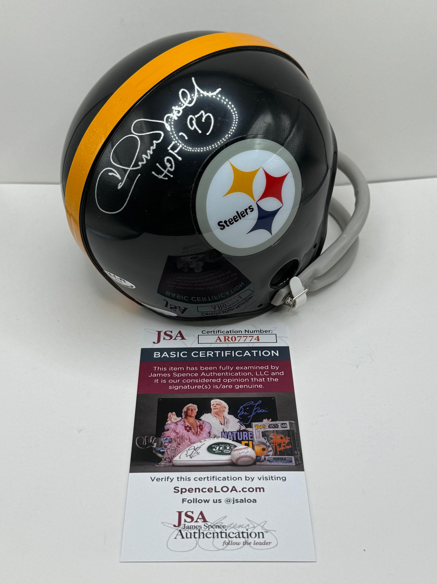 CHUCK NOLL PITTSBURGH STEELERS SIGNED Mini Helmet w/HOF 93 JSA