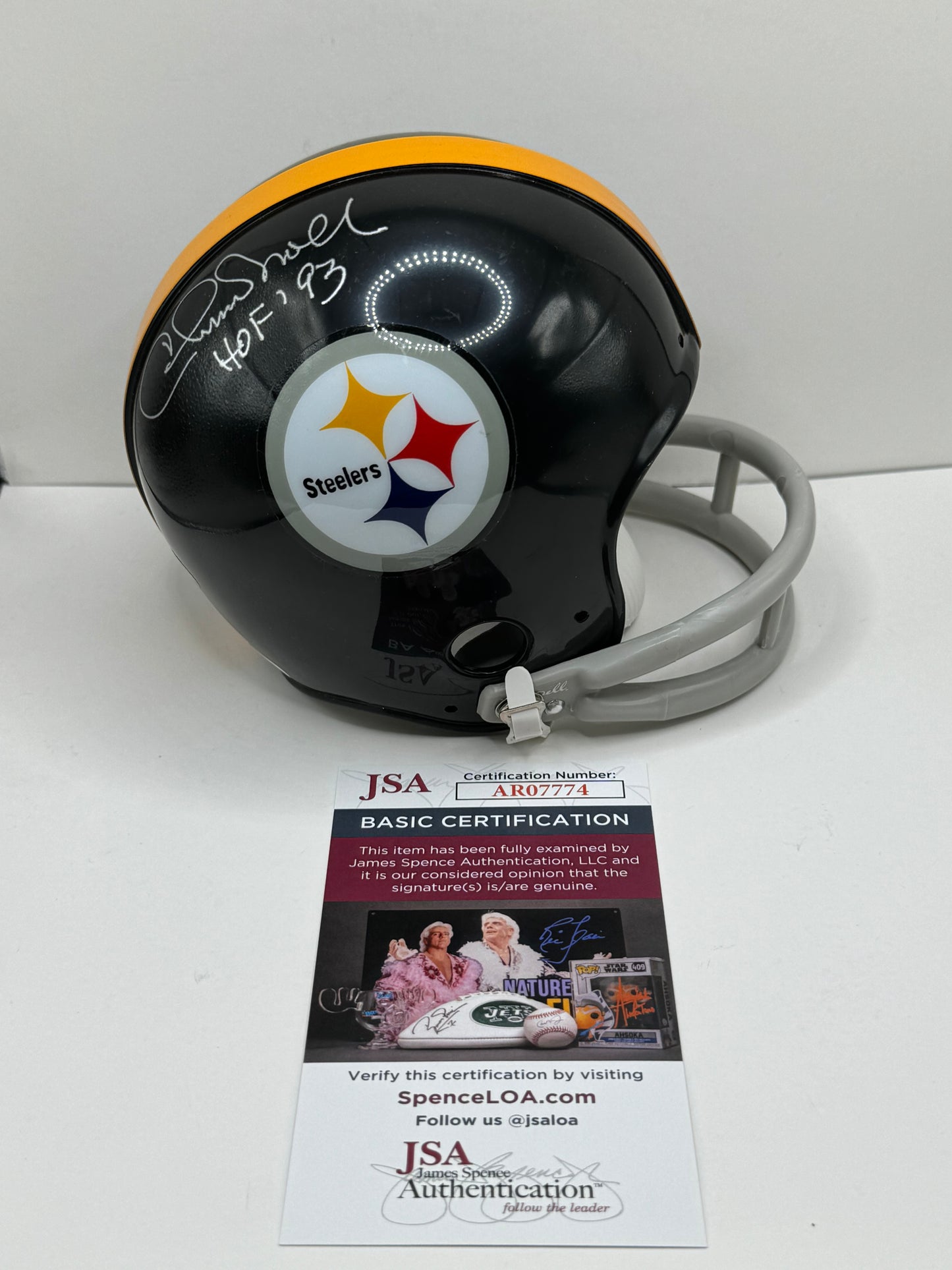 CHUCK NOLL PITTSBURGH STEELERS SIGNED Mini Helmet w/HOF 93 JSA