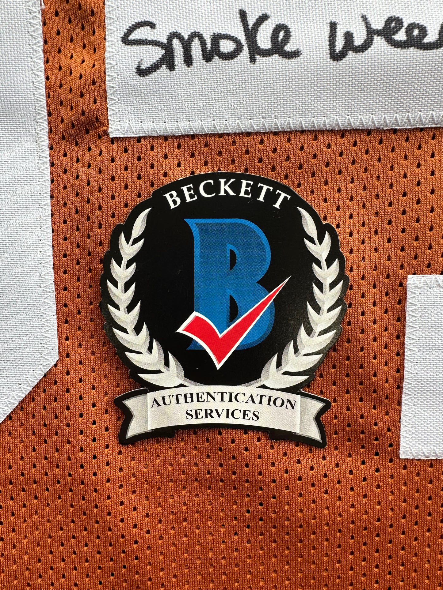 RICKY WILLIAMS SIGNED ORANGE FOOTBALL JERSEY Longhorns w/"Smoke Weed Everyday" BAS