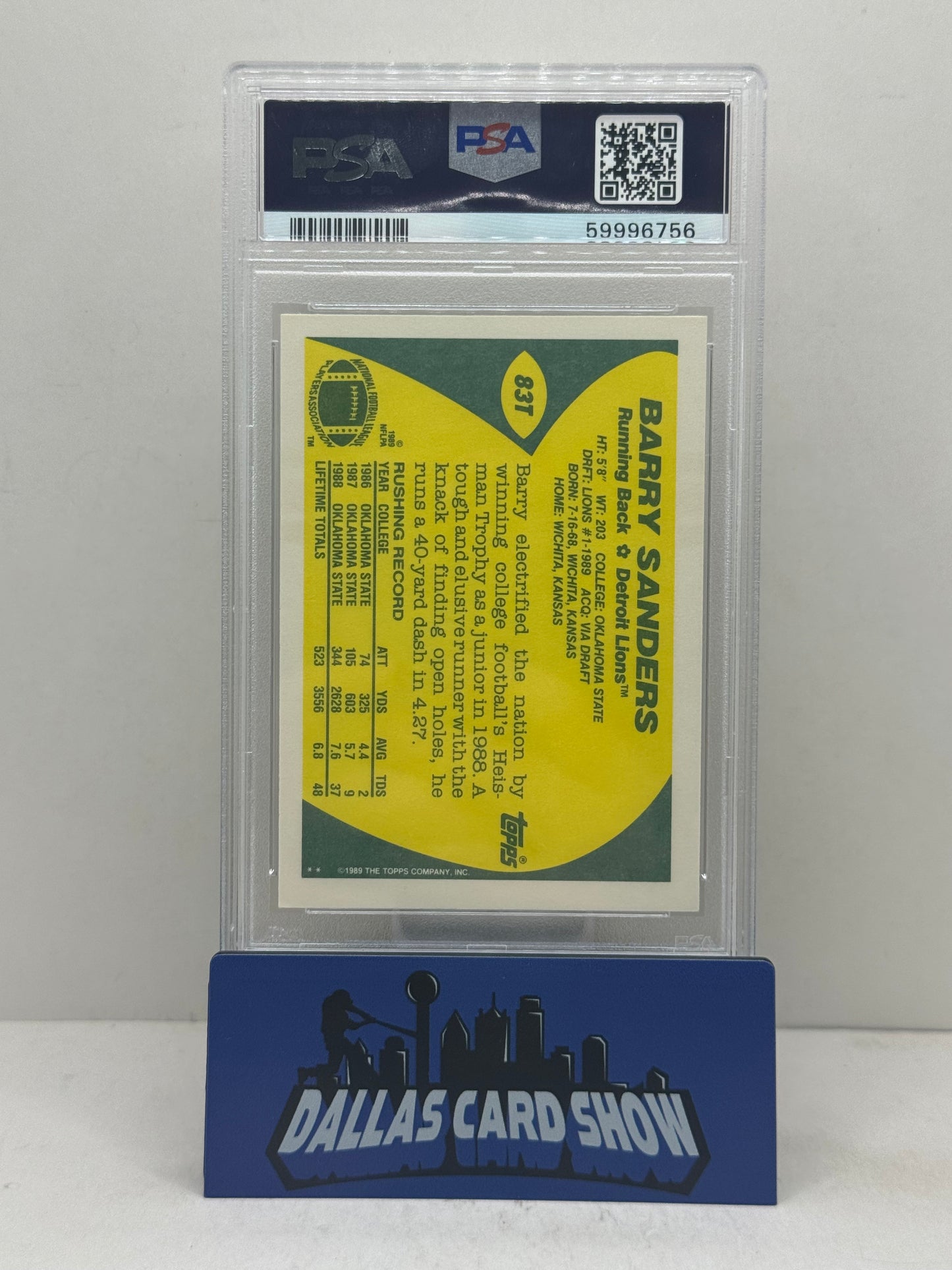 1989 Topps Traded #83T Barry Sanders PSA 8