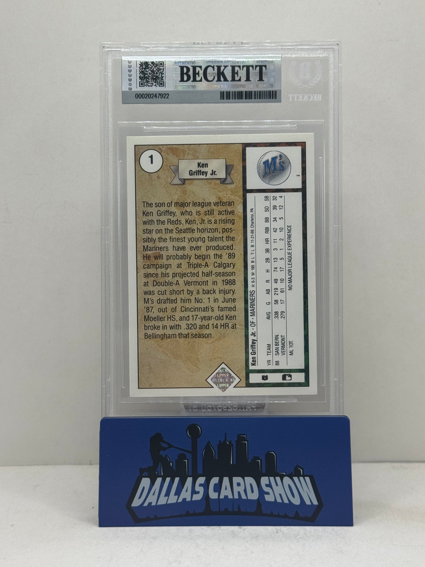 1989 Upper Deck #1 Ken Griffey Jr BGS Authentic Autograph