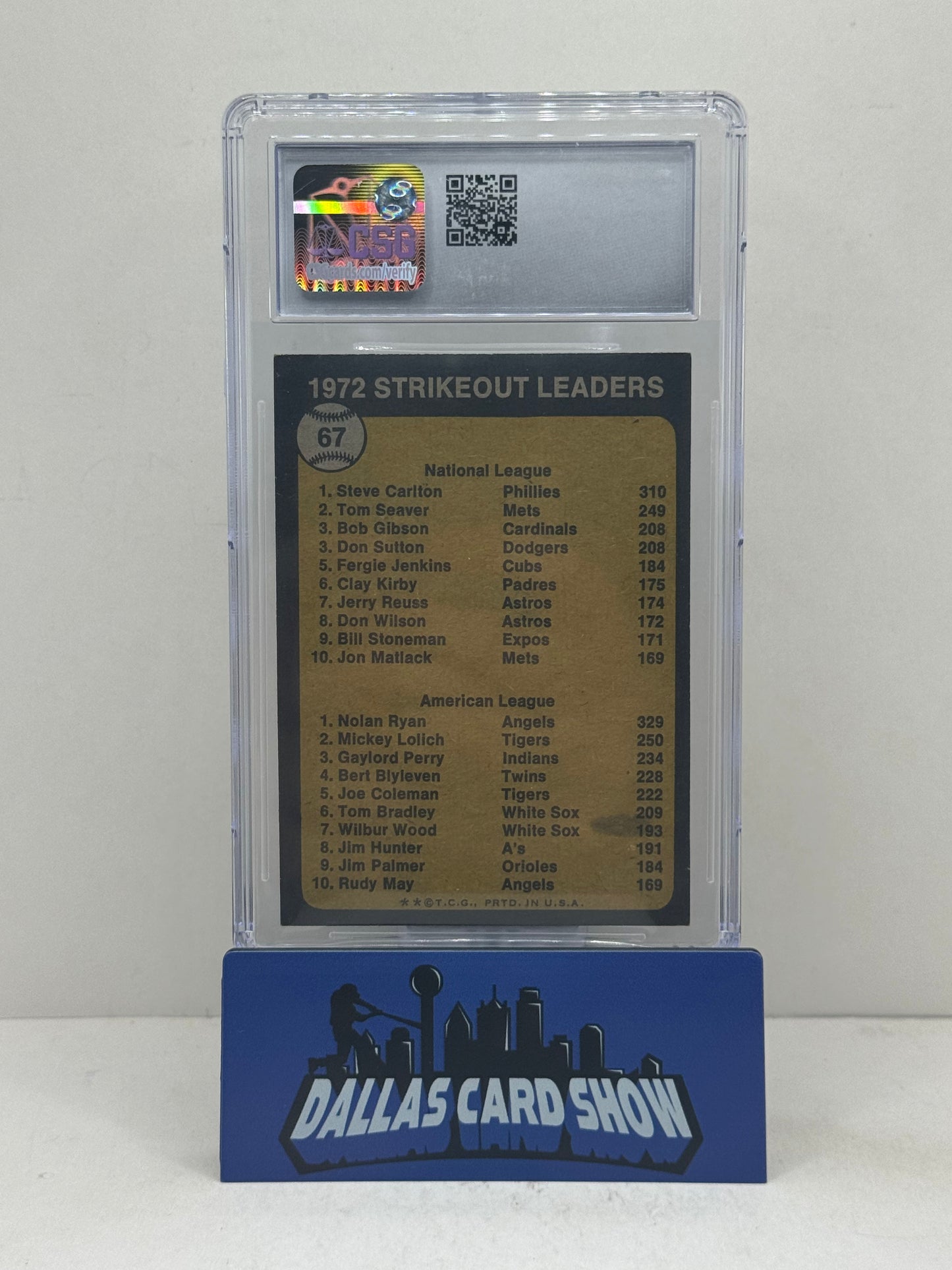 1973 Topps #67 Nolan Ryan/Steve Carlton '72 Strikeout Leaders CSG 6
