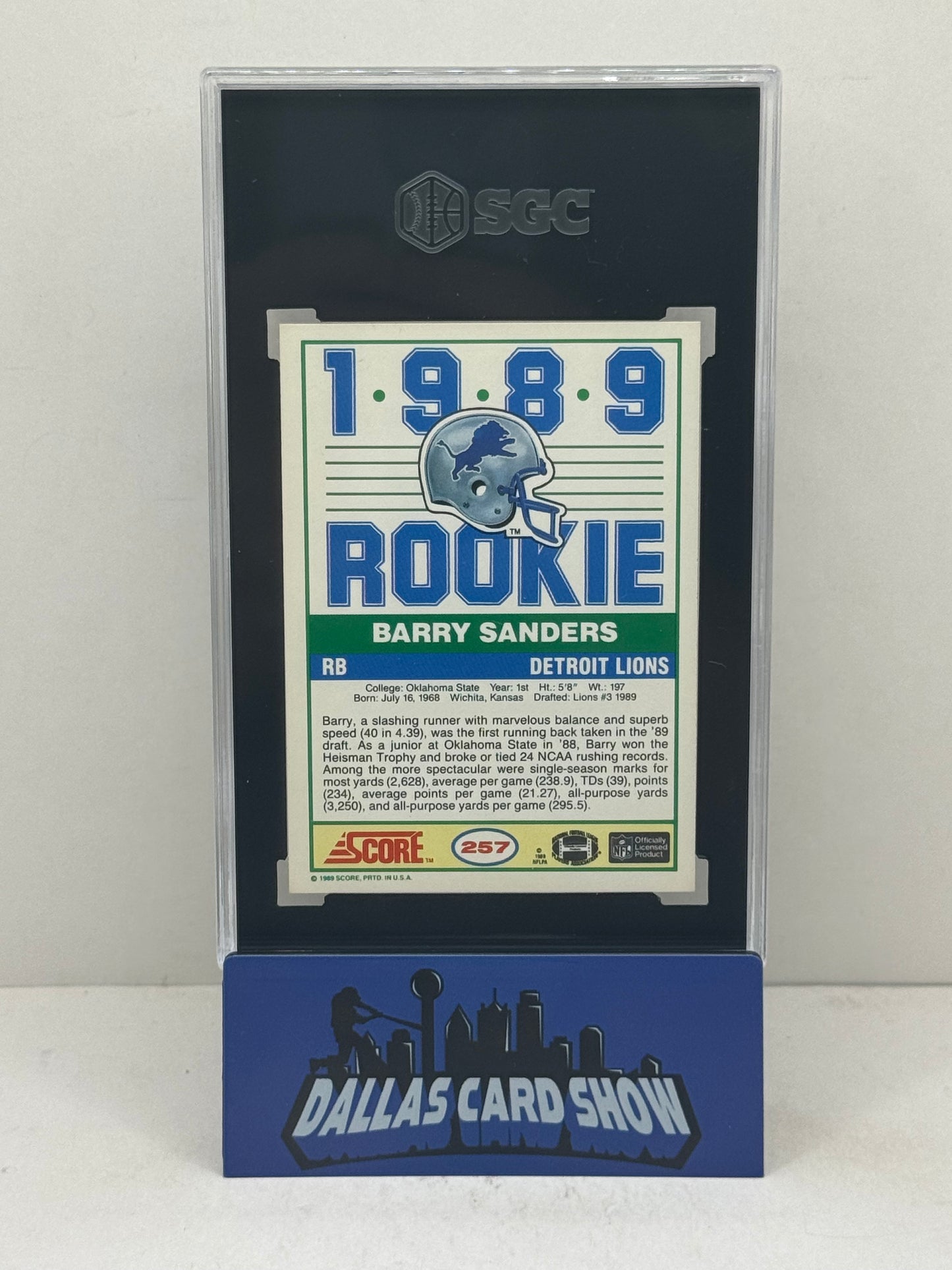 1989 Score #257 Barry Sanders Rookie RC SGC 9