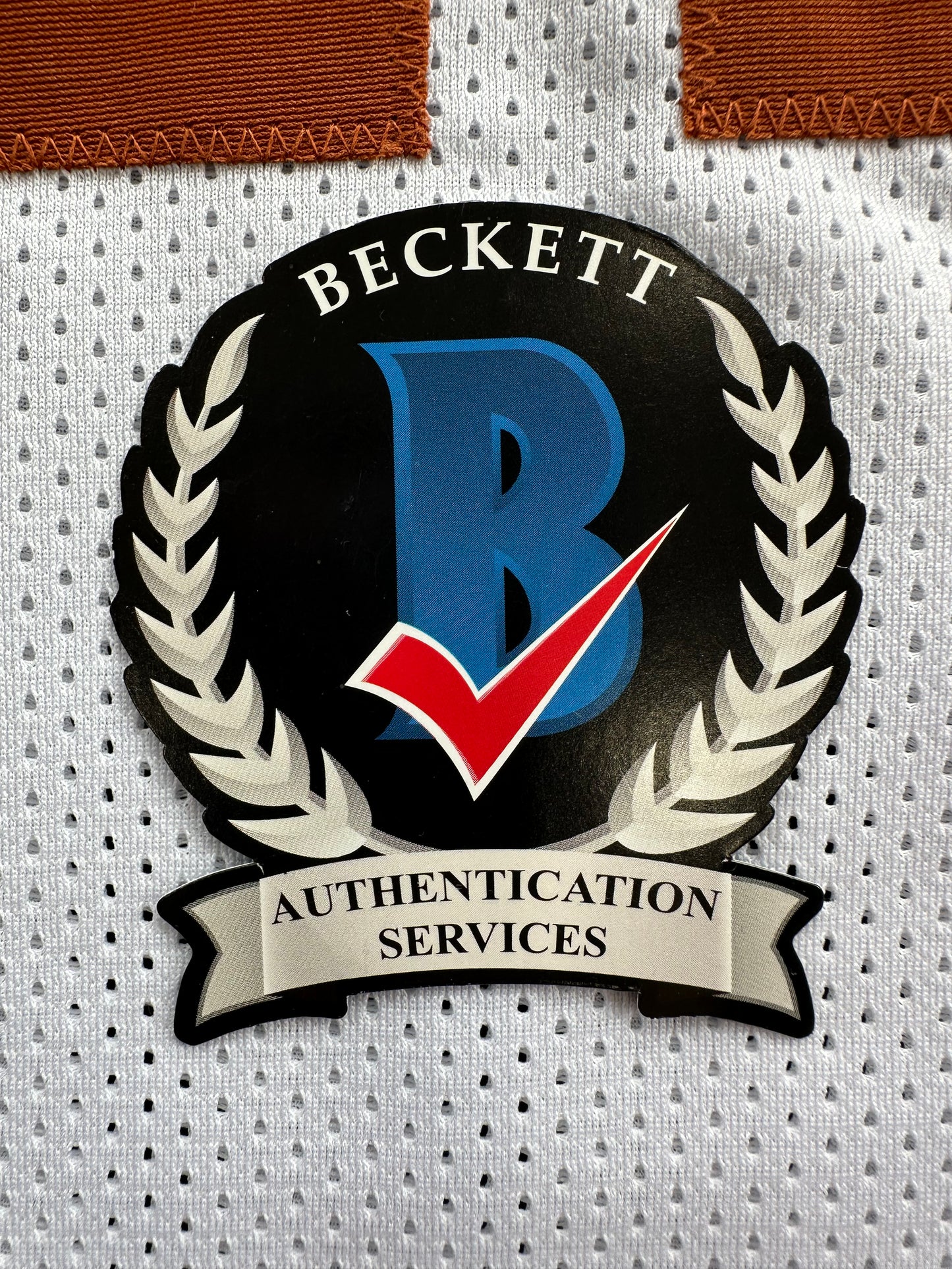 RAMONCE TAYLOR WHITE FOOTBALL JERSEY Longhorns w/ "05 BCS National Champ" BAS