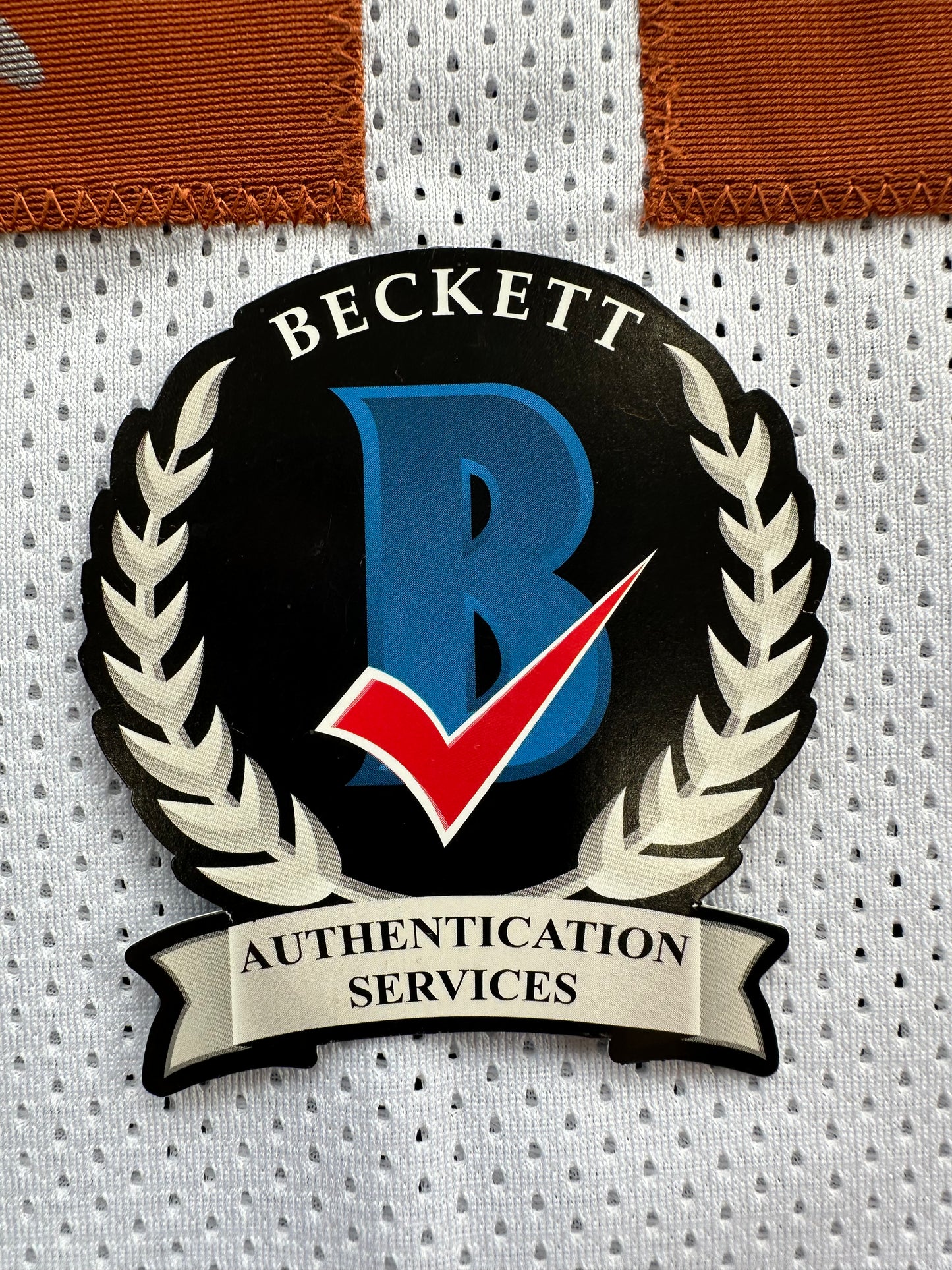 RAMONCE TAYLOR WHITE FOOTBALL JERSEY Longhorns w/ "05 BCS National Champ" BAS